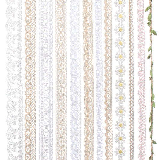 IDONGCAI Lace Ribbon for Craft Vintage Lace Trims Bridal Wedding Scalloped Edge Crochet Lace Gift Wrap Ribbon of All Kind Lace Sewing Craft Lace Supplies Mix 24 Yards (2 Yard Each)