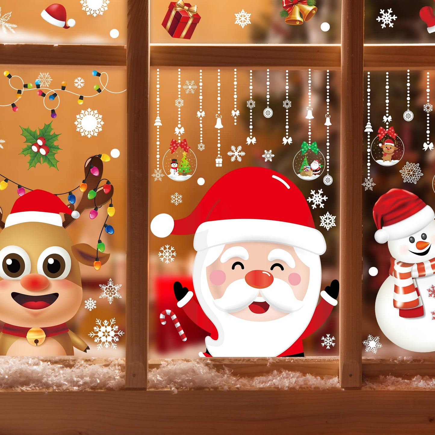 Christmas Window Clings Decals Double Sided Christmas Snowflake Window Decals Clings for Glass Window Xmas Holiday Home Office School Decoration