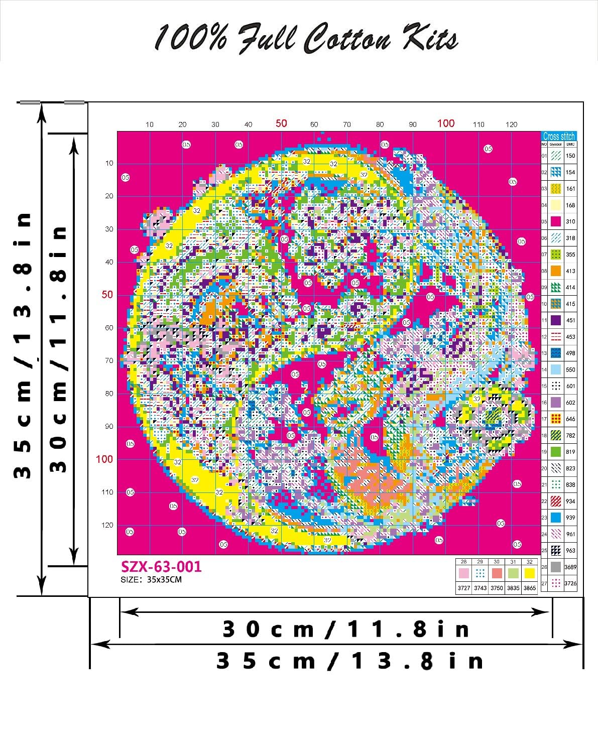 Dragon Stamped Cross Stitch Kits for Beginner, Needlepoint Counted Cross Stitch Kits for Adults, 11 CT Patterns Dimensions Counted Cross Stitch Kits Arts Craft Kits 14x14in (Without Frame)