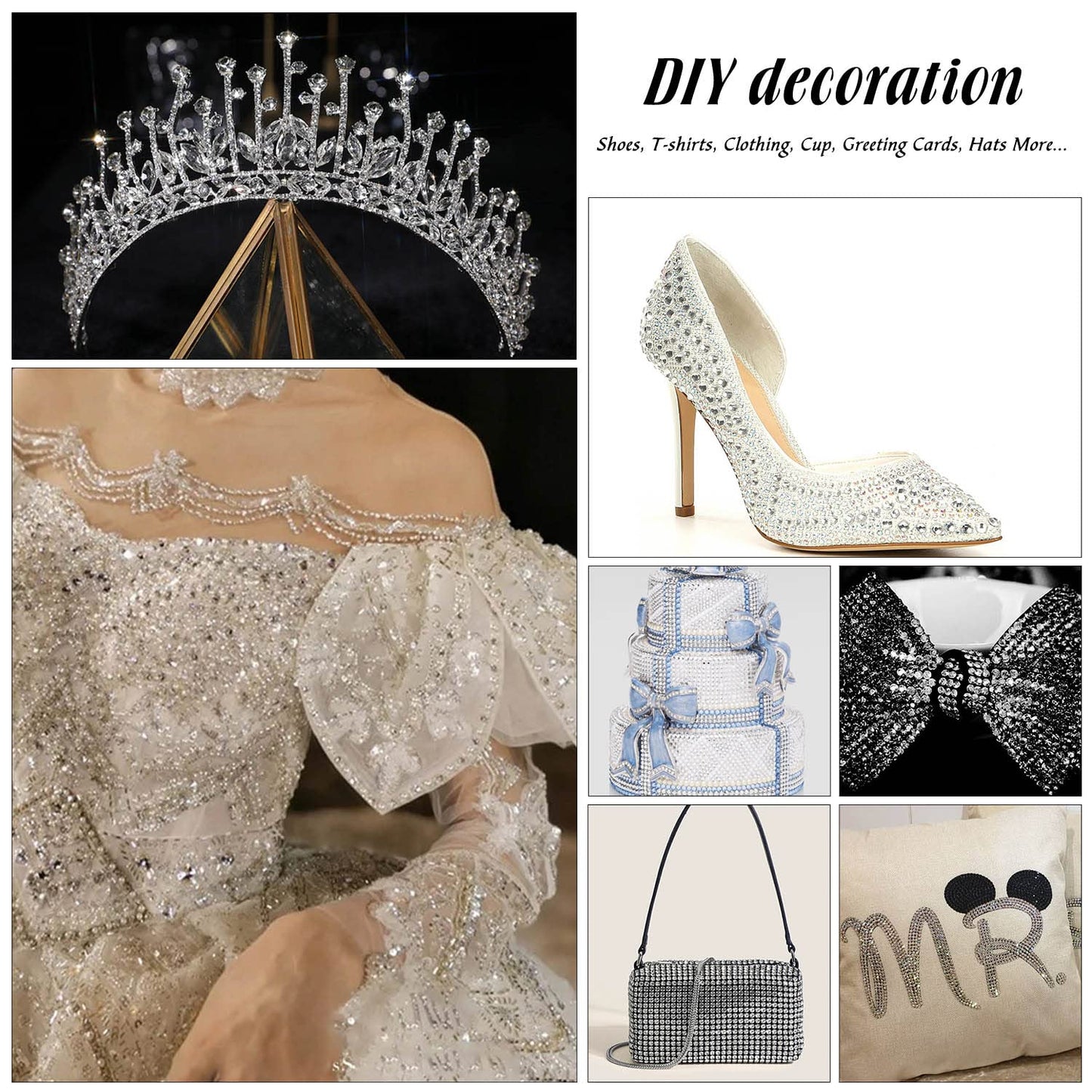 MEIBITE 6796PCS Clear Hotfix Rhinestones Crystal Stones Glass for Fabric Clothes Shirts Sparkly Flat Back Round with Tweezers and Picking Pen (SS6~SS30 Set)