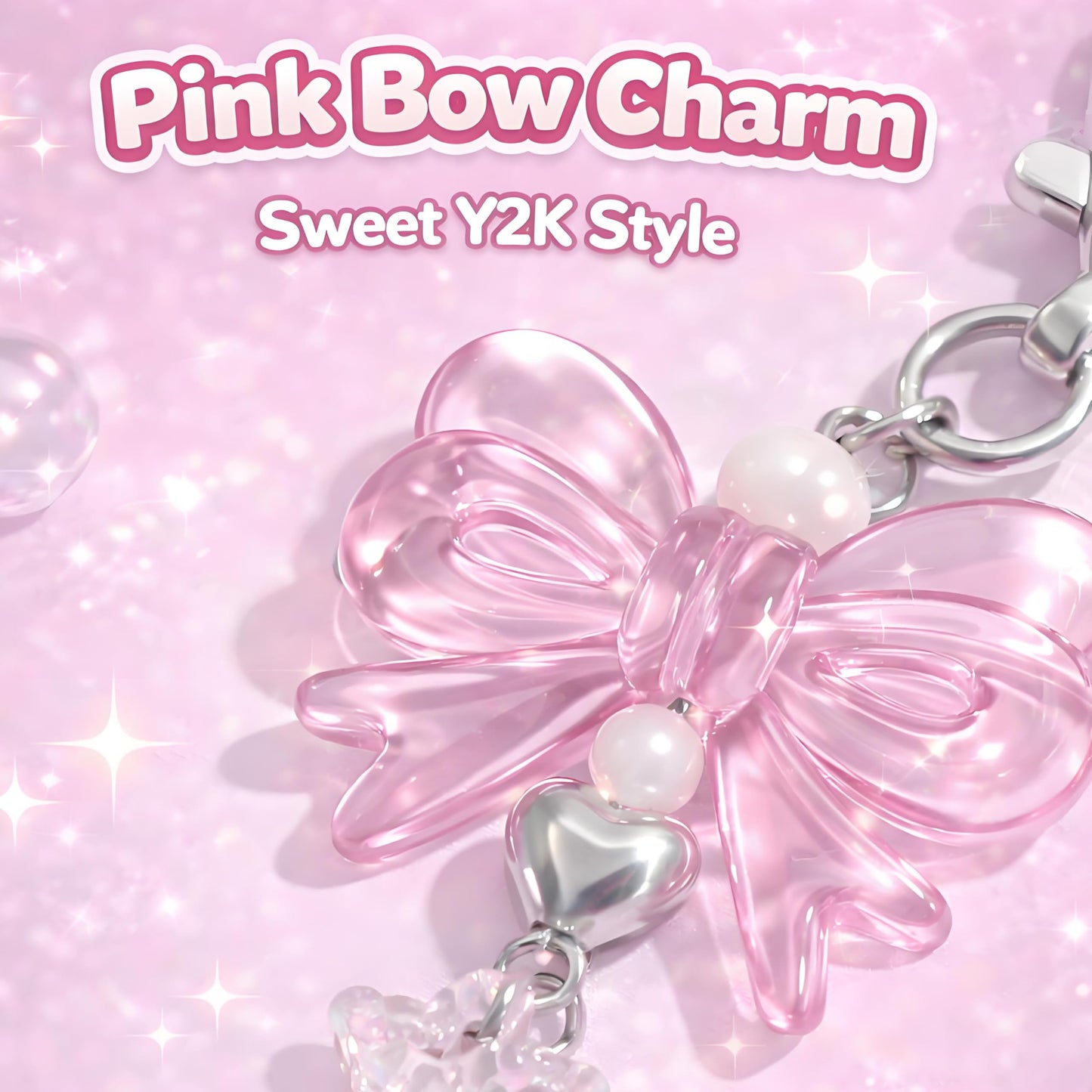 AGEN KGEN Novelty keychains Aesthetic Y2K Keychain Charms Stylish Keychains Accessories for Women Bag Purse Gifts (1x Pink Bow Heart)