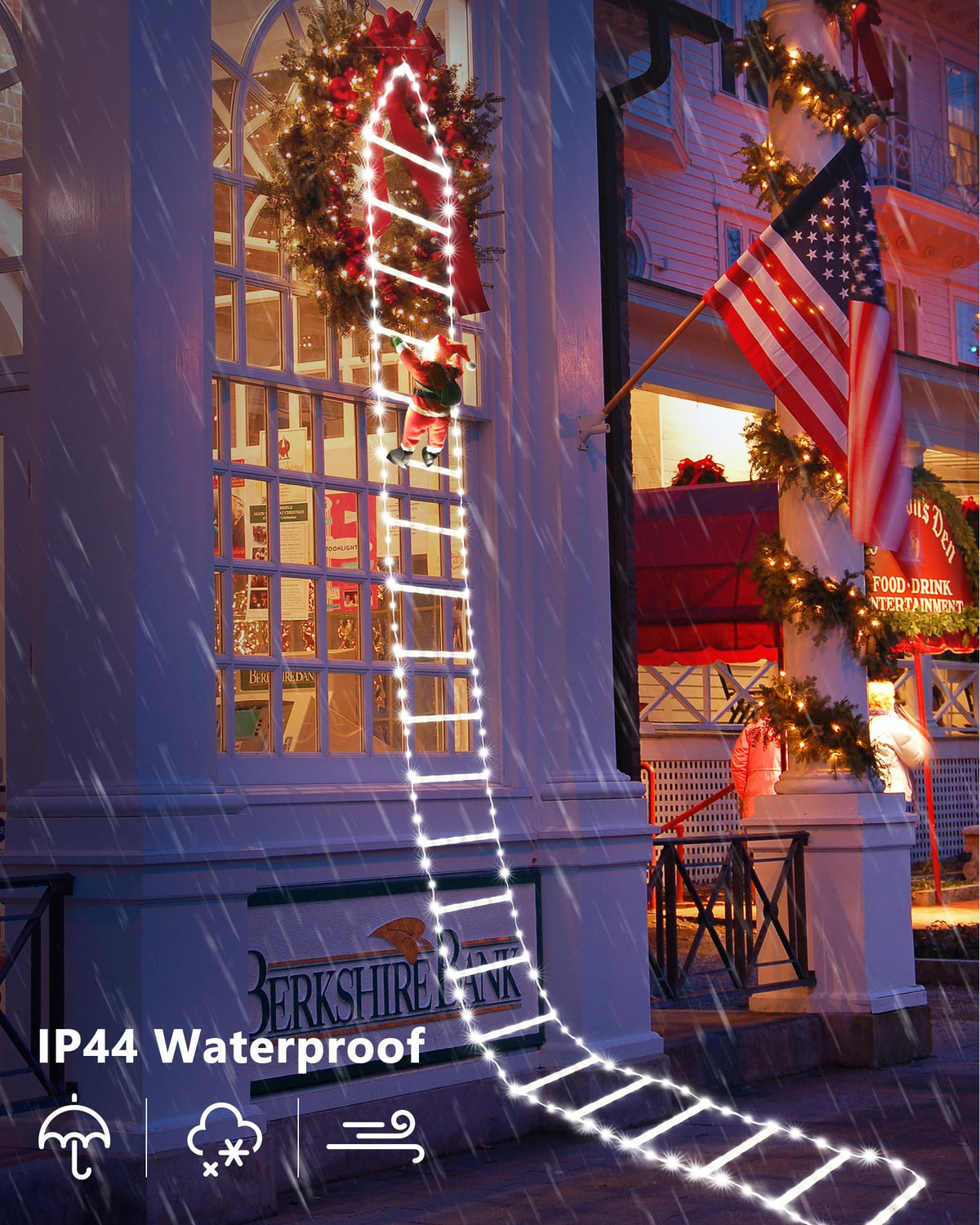 LED Christmas Lights - 10ft Christmas Decorative Ladder Lights with Santa Claus, Xmas Decorations Light for Indoor Outdoor, Window, Garden, Home, Wall, Xmas Tree Decor - White