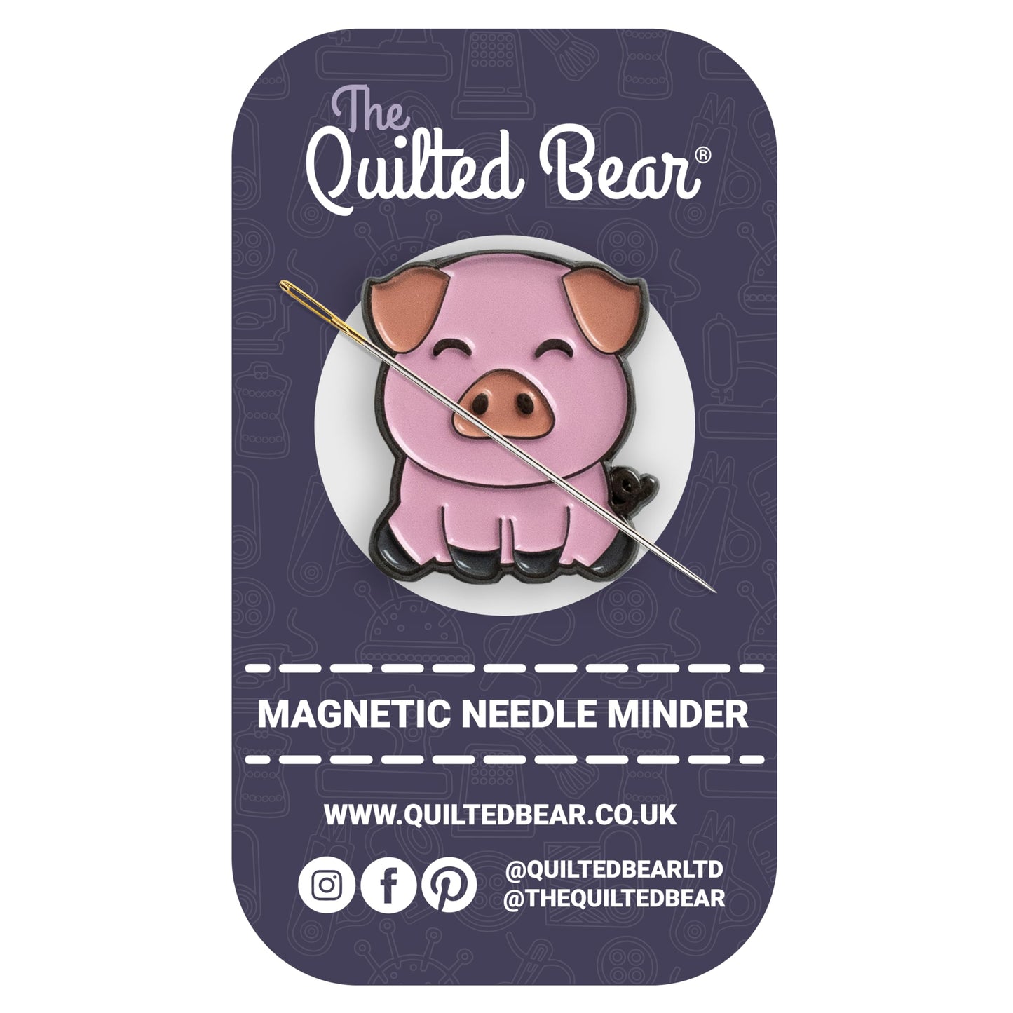 The Quilted Bear Needle Minder - Needle Minder Magnet for Keeping Sewing & Embroidery Needles, Cross Stitch Needles Safe - Stress Free Stitching Cross Stitch Supplies & Embroidery Supplies (Pig)