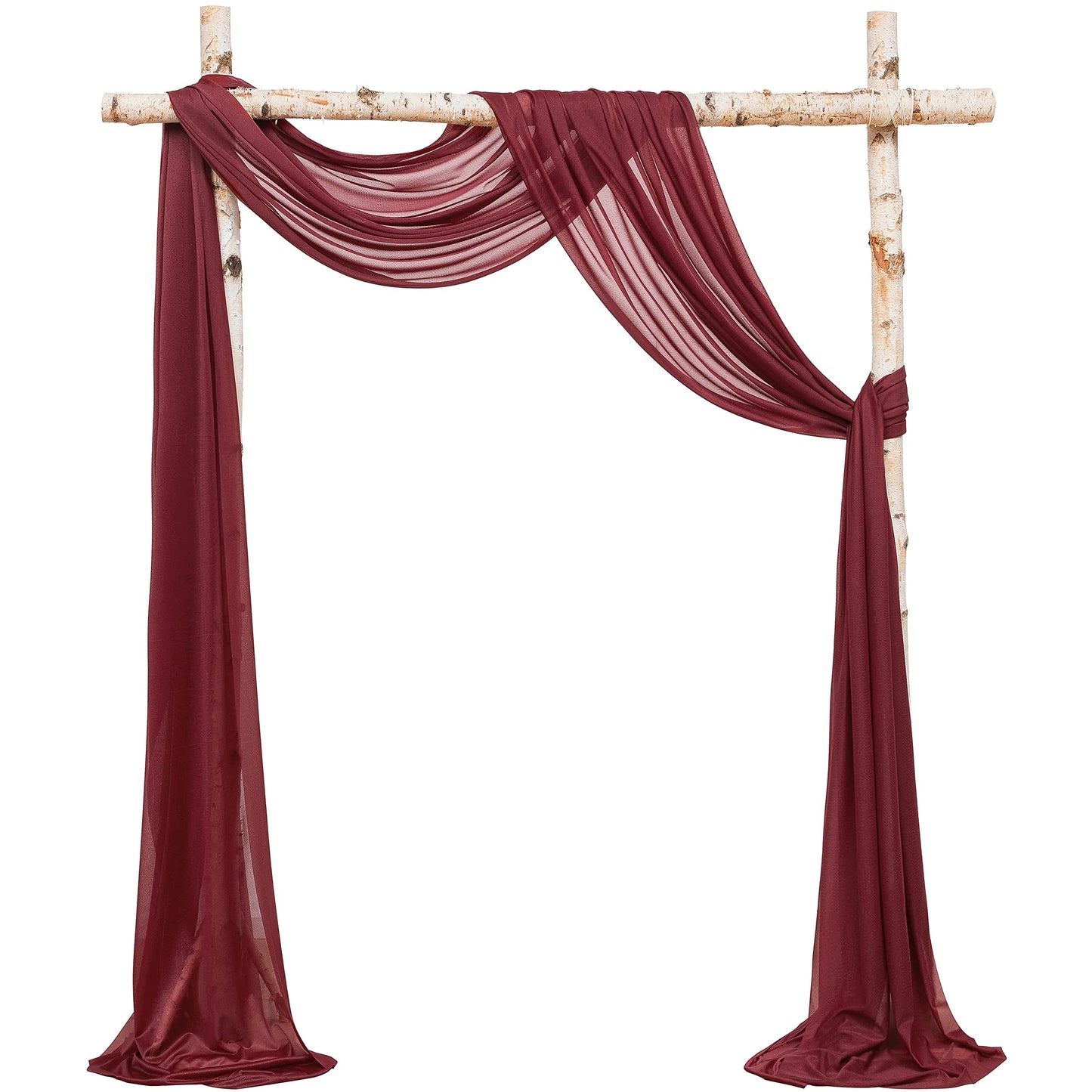 Wedding Arch Draping Fabric 2 Panels 20Ft Burgundy Chiffon Fabric Drapes Arbor Drapery Wedding Ceremony Reception Swag Dark Red Decorations