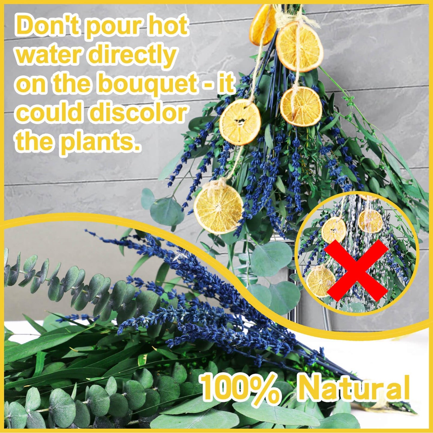 5 Kinds Mix Dried Eucalyptus & Lavender Flowers Bundle for Shower , 15''-17''Natural Real Fresh Preserved Eucalyptus Leaves and Lemon Hanging Plants, Home Bathroom Decor, Fragrance