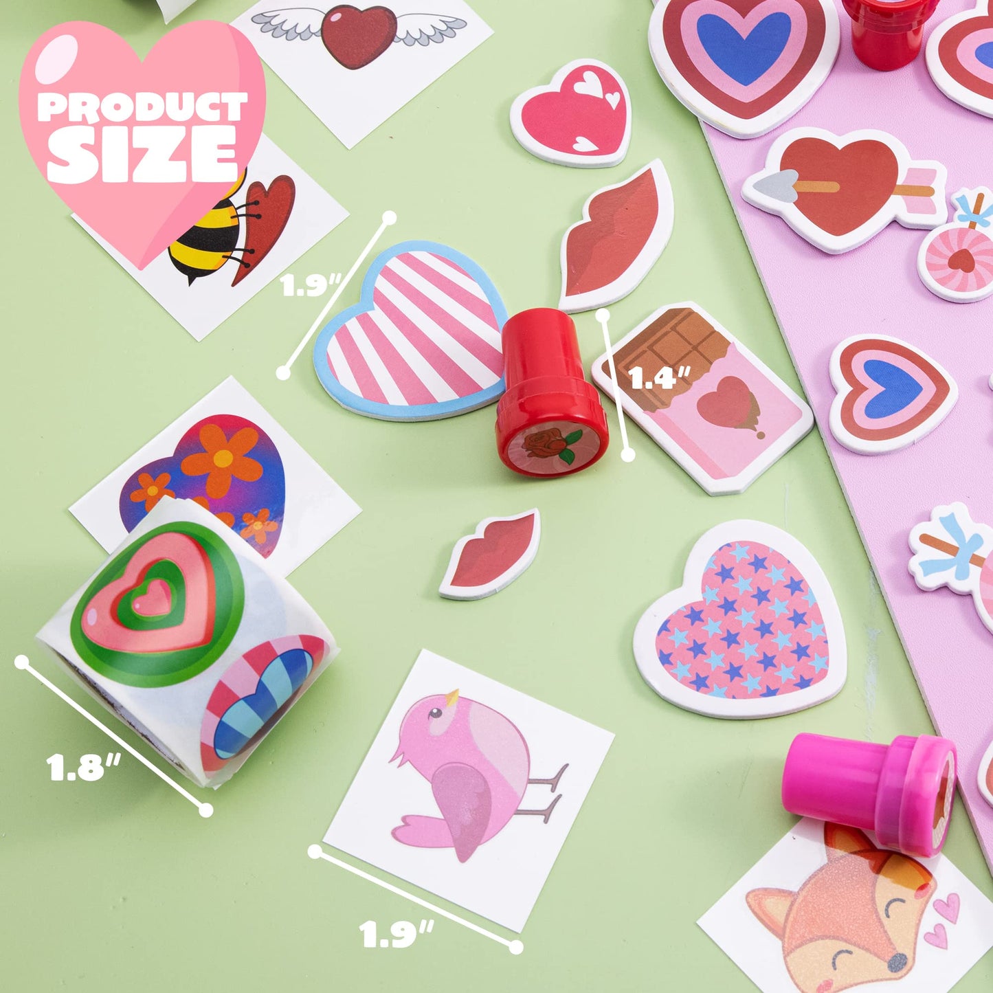 JOYIN 700+ Pcs Valentines Day Stickers, Stampers & Tattoos Party Favor Supplies Craft Set, Foam Stickers for Kid Decorations, Photo Props, School Classroom Holiday Exchange Game Prizes, Art Craft