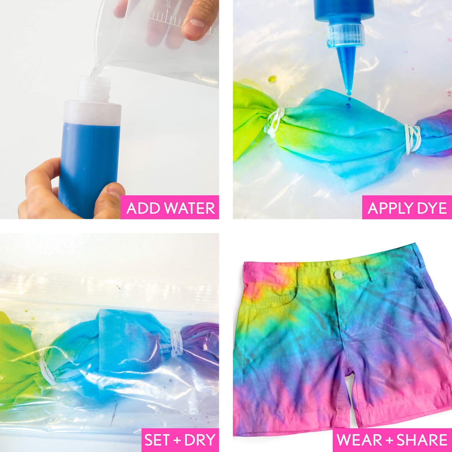 Just My Style Neon Tie-Dye Kit by Horizon Group USA, Create 18 Projects with 8 Colors