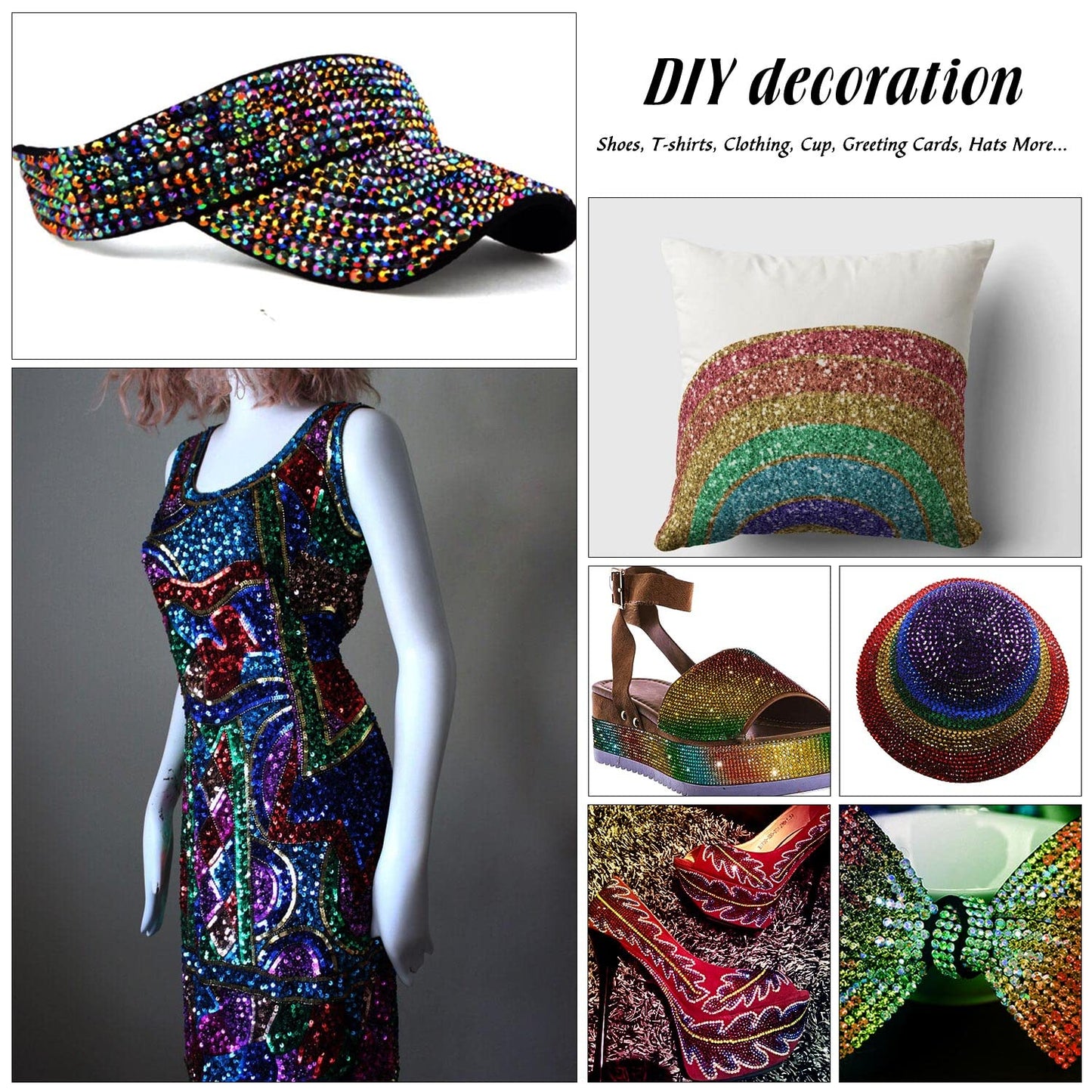 MEIBITE 6796PCS Mix Color Hotfix Rhinestones Crystal Stones Glass for Fabric Clothes Shirts Sparkly Flat Back Round with Tweezers and Picking Pen (SS6~SS30 Set)