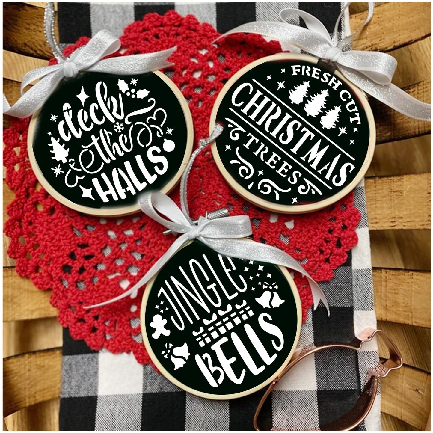 Small Stencils for Painting on Wood Reusable, 3 Inch Reusable Stencil for Craft Ornament Paint Template Stencils for Wall Card Rock Wood Signs Coasters Canvas Home Decor (Christmas Words 3)