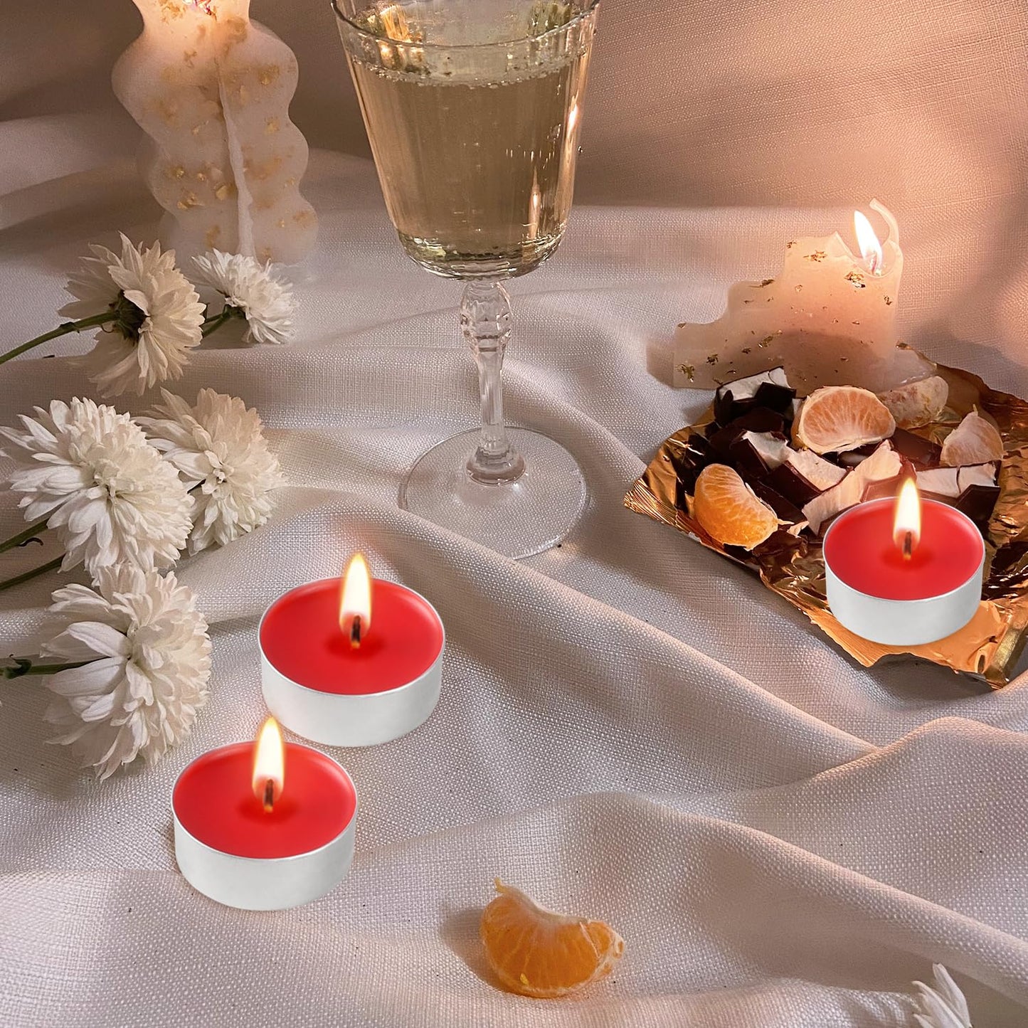Red Scented Tealight Candles - 100 Pack Votive Candles Bulk - Apple Fragrance Tea Light Candle Gift Set for Holiday, Wedding and Home - 4 Hour