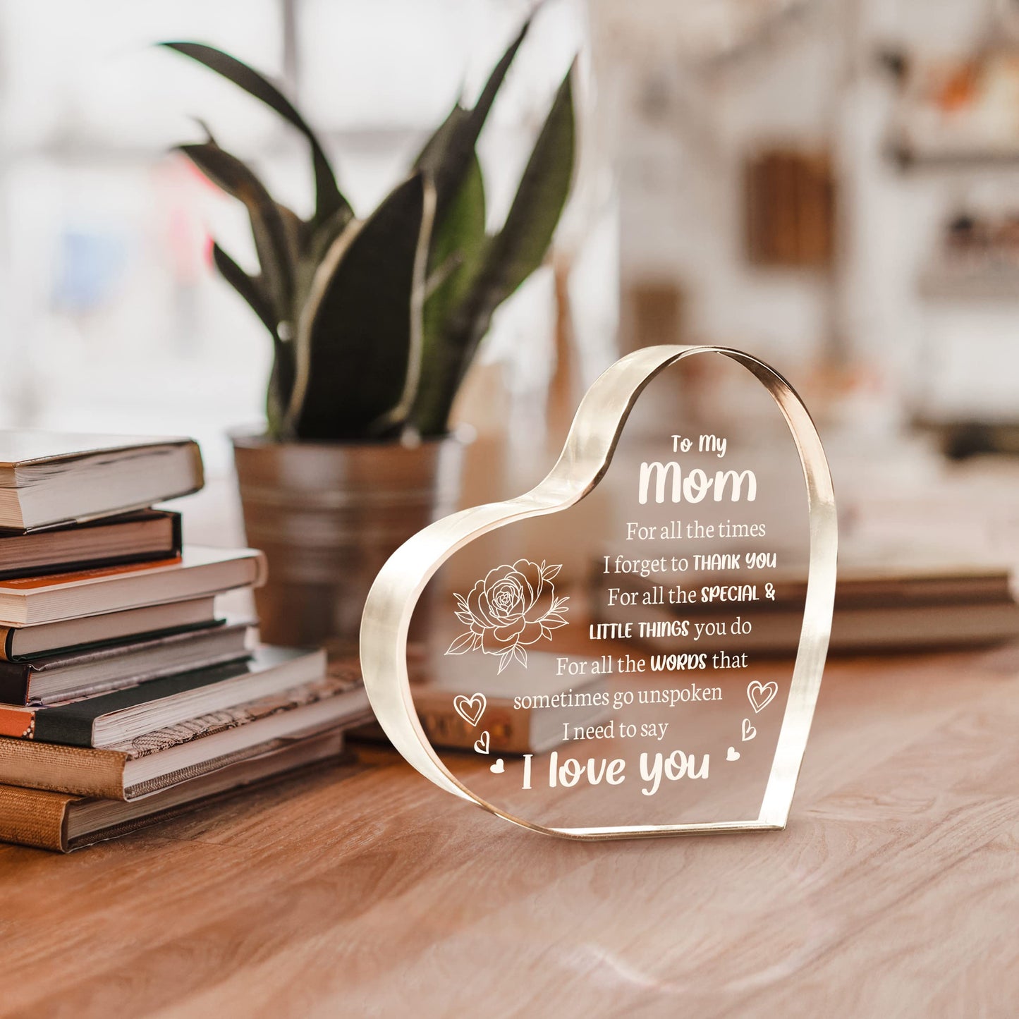 Milcier Gifts for Mom Birthday, I Love You Mom Acrylic Keepsake - Birthday Gifts for Moms from Daughter Son, Best Christmas Mother's Day Present