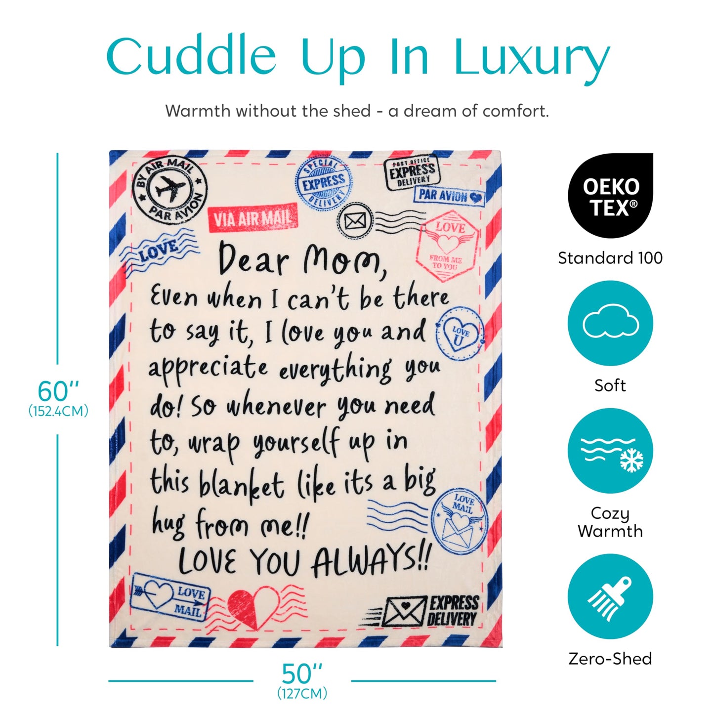 Joiedomi Birthday Gifts for Mom Soft Flannel Mom Blanket for Mothers Day Anniversary from Daughter Son 50" x 60" Ivory White