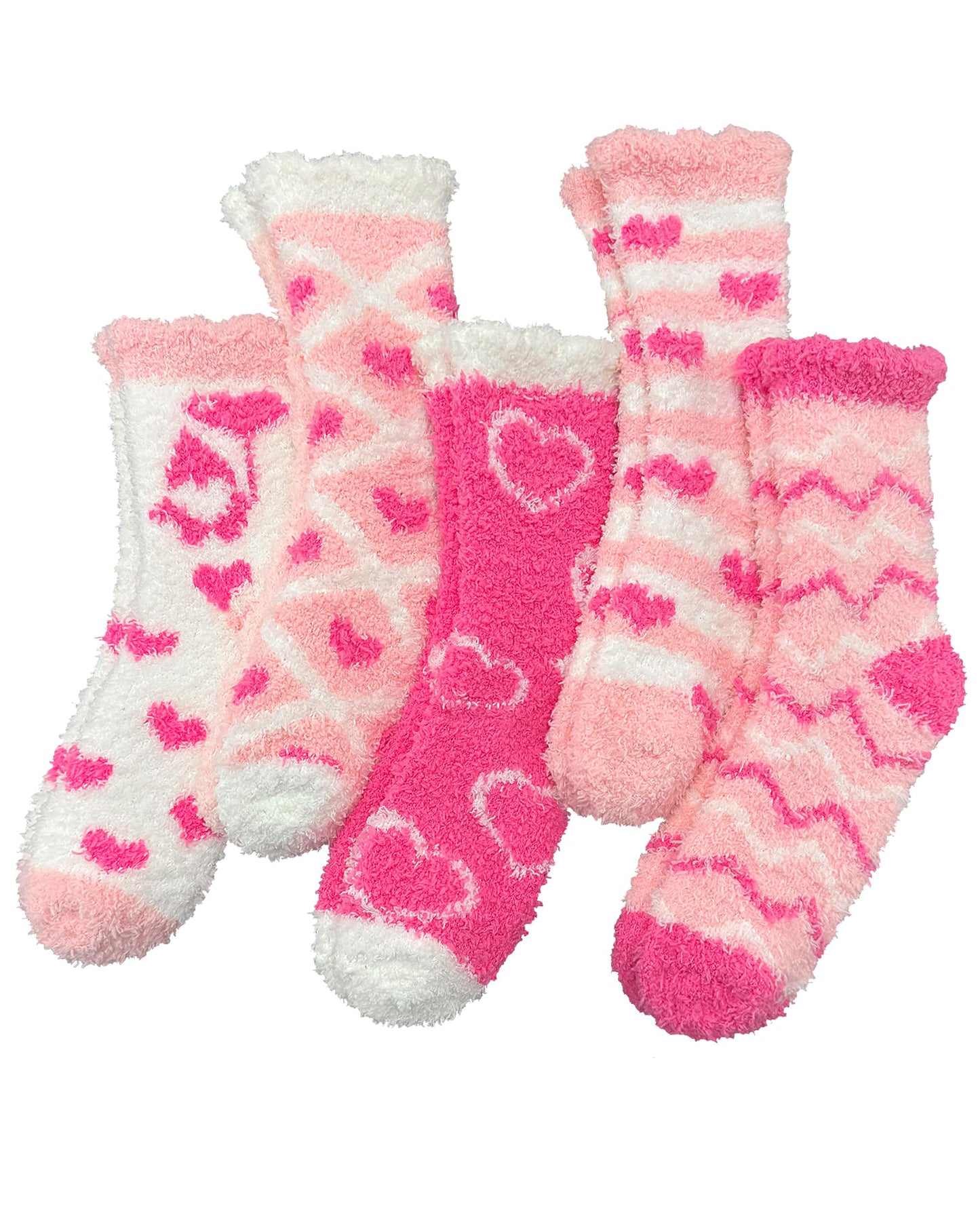 Valentines Gifts, Warm Fuzzy Cozy Fluffy Soft Socks, Pink Heart Socks for Valentines Basket Stuffers