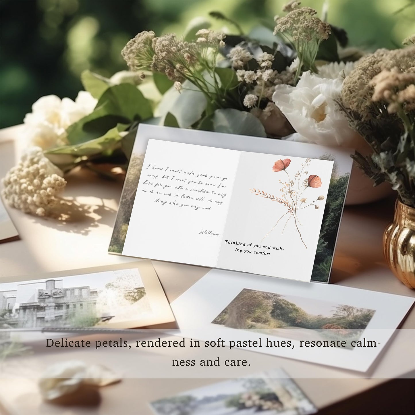 Sympathy Cards with Envelopes,Sympathy Cards Set of 48,Condolence Card with Matching Peel-and-Seal Rustic Envelopes,Each Card Comes with Heartfelt Condolences