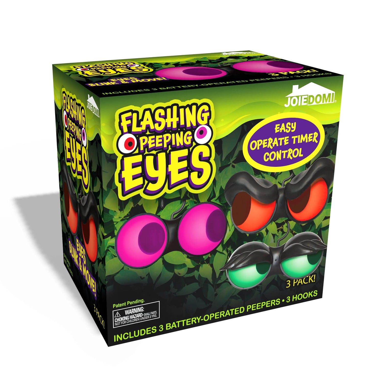 Joiedomi 3 Pack Halloween Decorations Indoor Halloween Lights with Timer Halloween Decoration Outdoor Halloween Party Supplies Halloween Flashing Eyes Decor for Yard Lawn Garden（Red,Green,Purple）