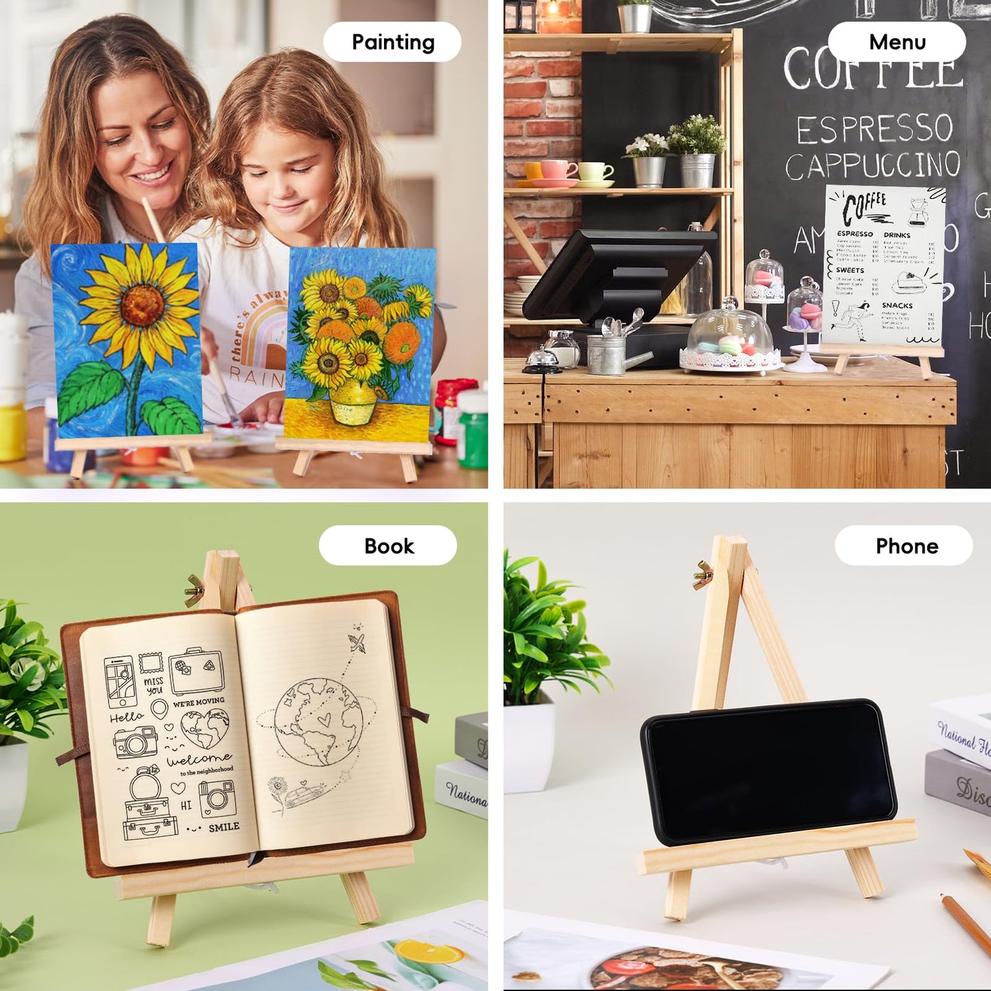 6 Pack 9 Inch Wood Easels for Painting Canvases Tabletop Painting Easels Art and Crafts Display Tripod for Artists Portable Canvas Photo Picture Sign Holder for Student