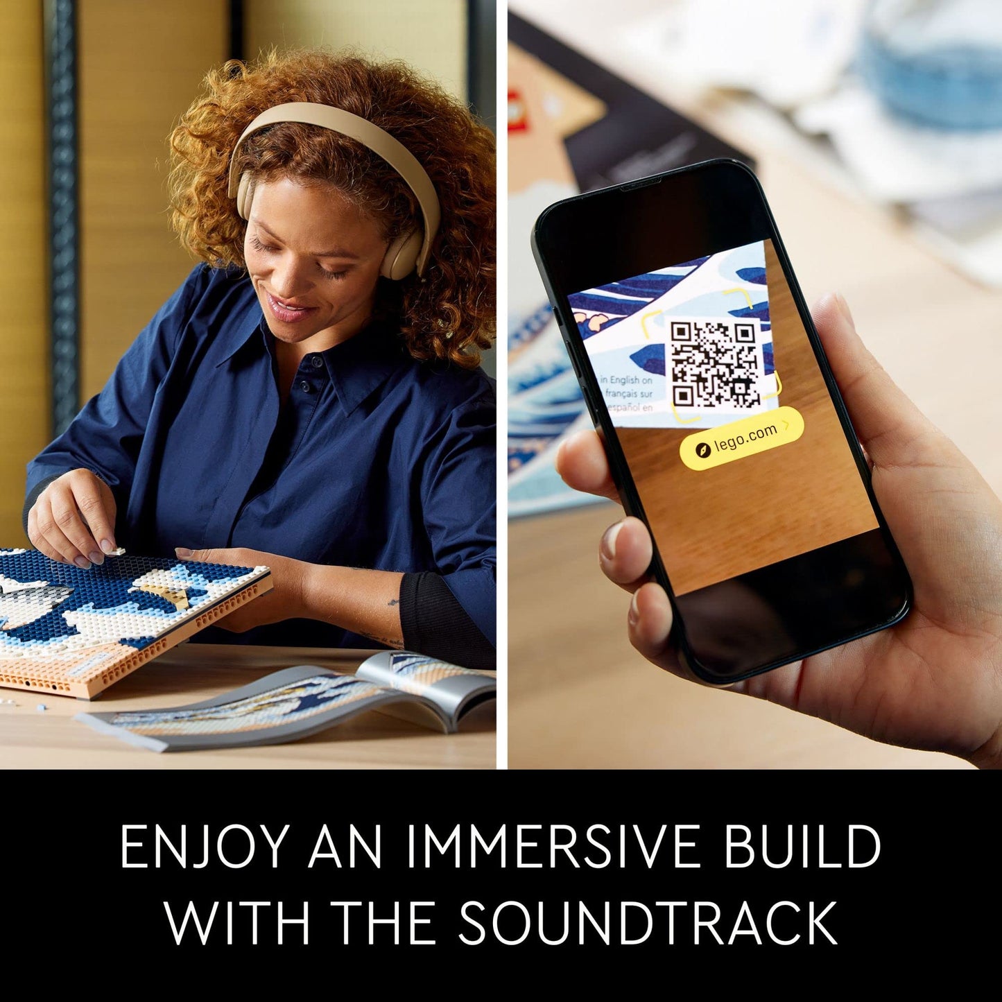 LEGO Art Hokusai – The Great Wave, 3D Japanese Wall Art, Framed Ocean Canvas Picture for Home or Office Décor, Creative DIY Activity, Arts & Crafts Kit, Hobbies for Adults, 31208