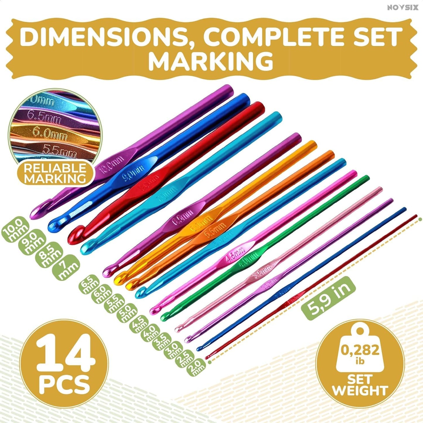 Crochet Hook Knitting Needle Set - 14Pcs Crochet Needles for Crocheting Yarn Clover Crochet Hooks Crochet Accessories (2-10mm) - Adults Craft Supplies and Tools Clover Crochet Hooks