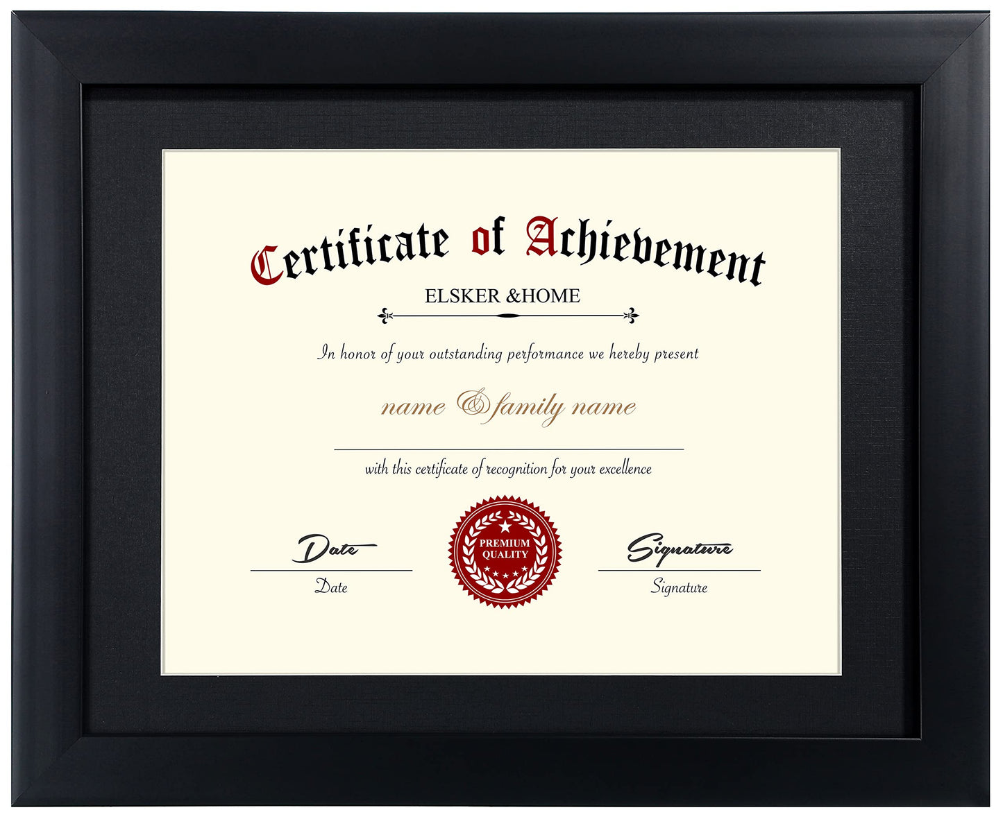 Certificate Frames 8.5 x 11 Black, Fits Diploma 8.5 x 11 with Mat or 11x14 without Mat, Document Degree Picture Award Frame with Glass for Tabletop or Wall Display