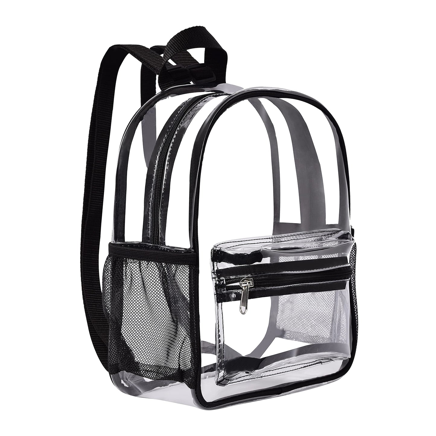 MAY TREE Clear Backpack for Stadium Events, 12x11x4.5 Inch Small Clear Backpack for Concert Festival Sports Outdoor - Black