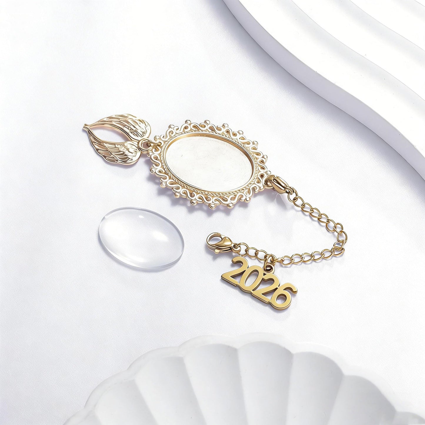 ARHTF Graduate Memorial Photo Charm Tassel Memorial Charm Class of 2026 Graduation 2026 DIY in Memory Mortarboard Decoration for Cap and Gown Ceremony Charms (gold heart tassel)