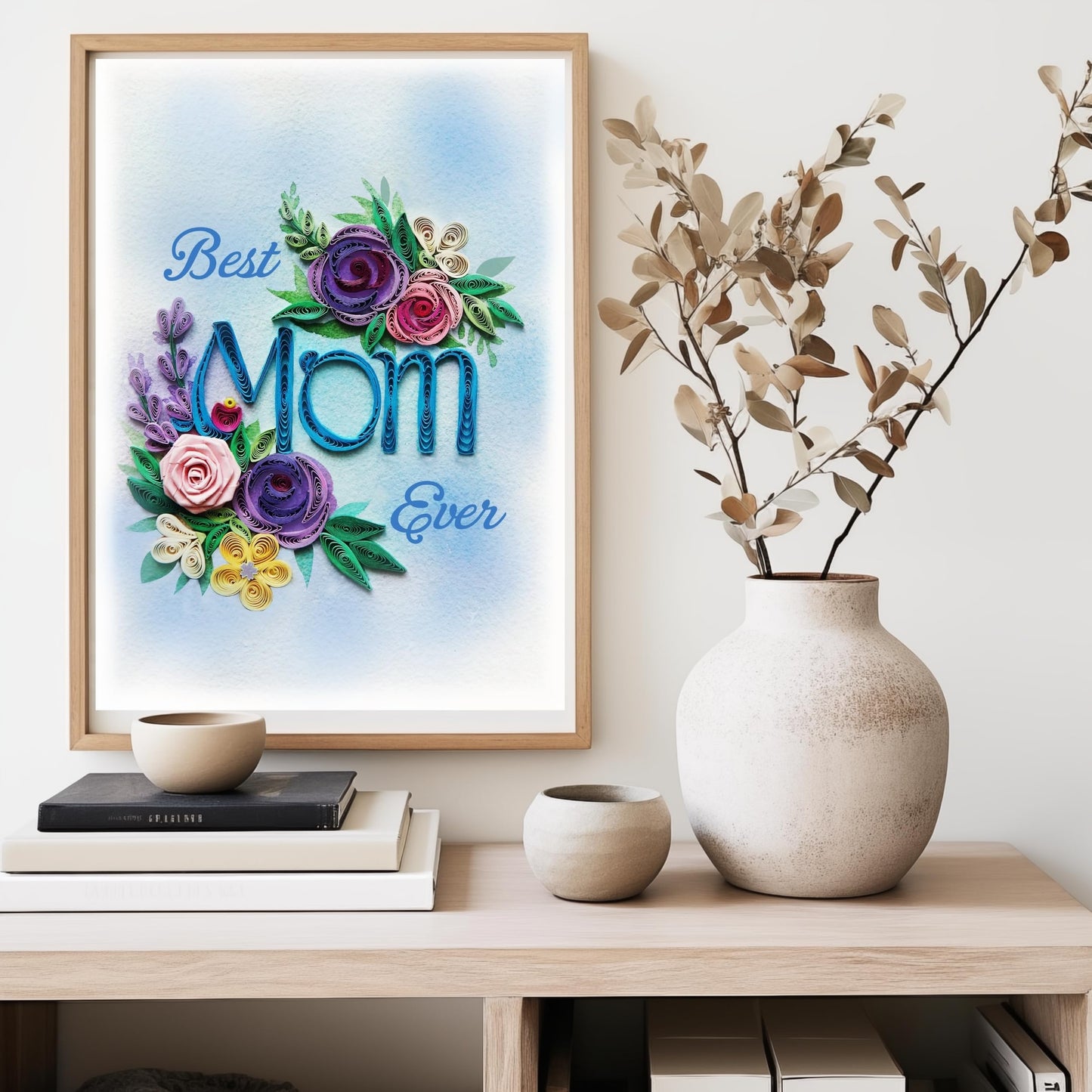 QUILLCRAFT Mother's Day Card, Best Mom Ever Quilled Quilling Card, Birthday, Thank You, Mothers Day, 3D Artful Greeting Card with Envelope, for Mother Daughter Sister Grandma (Mom)