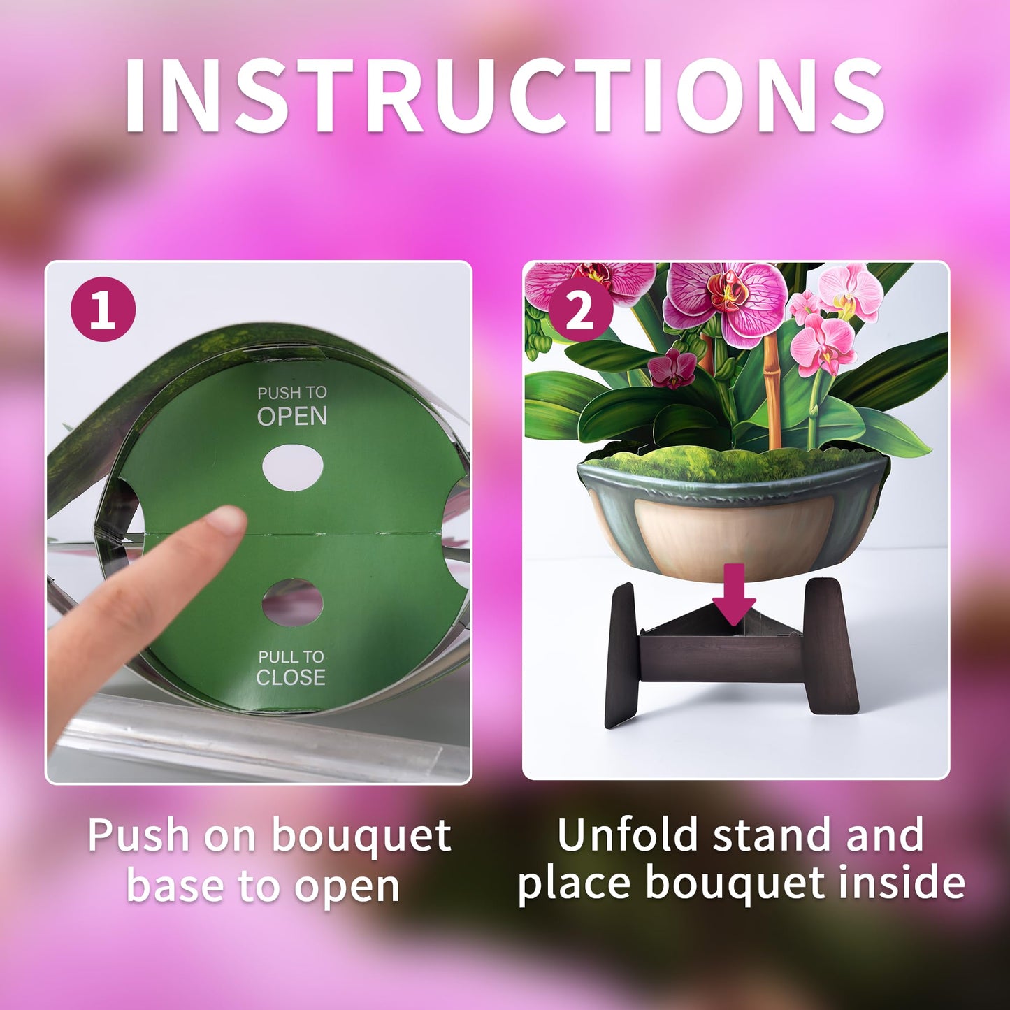 Airpark Mothers Day Gifts Pop Up Flower Card, 3D Orchid Bouquet Mothers Day Cards for Mom Women, Birthday, Thank You, Teacher Appreciation Gifts, Floral Card with Envelope & Note