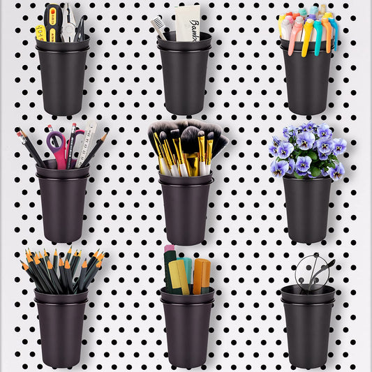 G.CORE 9 Pack Pegboard Cups with Hooks, Peg Board Hooks Assortment Organizer Accessory, Various Tools Storage Arrange System Kit, for Garage Craft Workshop Workbench Hobby Office