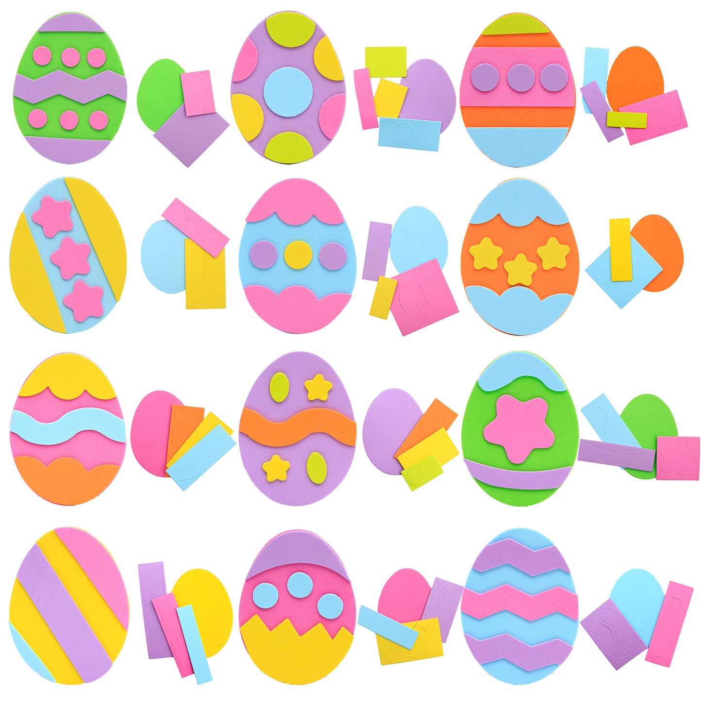 24 Pcs Foam Magnet Craft Kit, Easter Egg Themed DIY Magnets for Kids Toddlers Party Favors Arts and Crafts Home School Activities