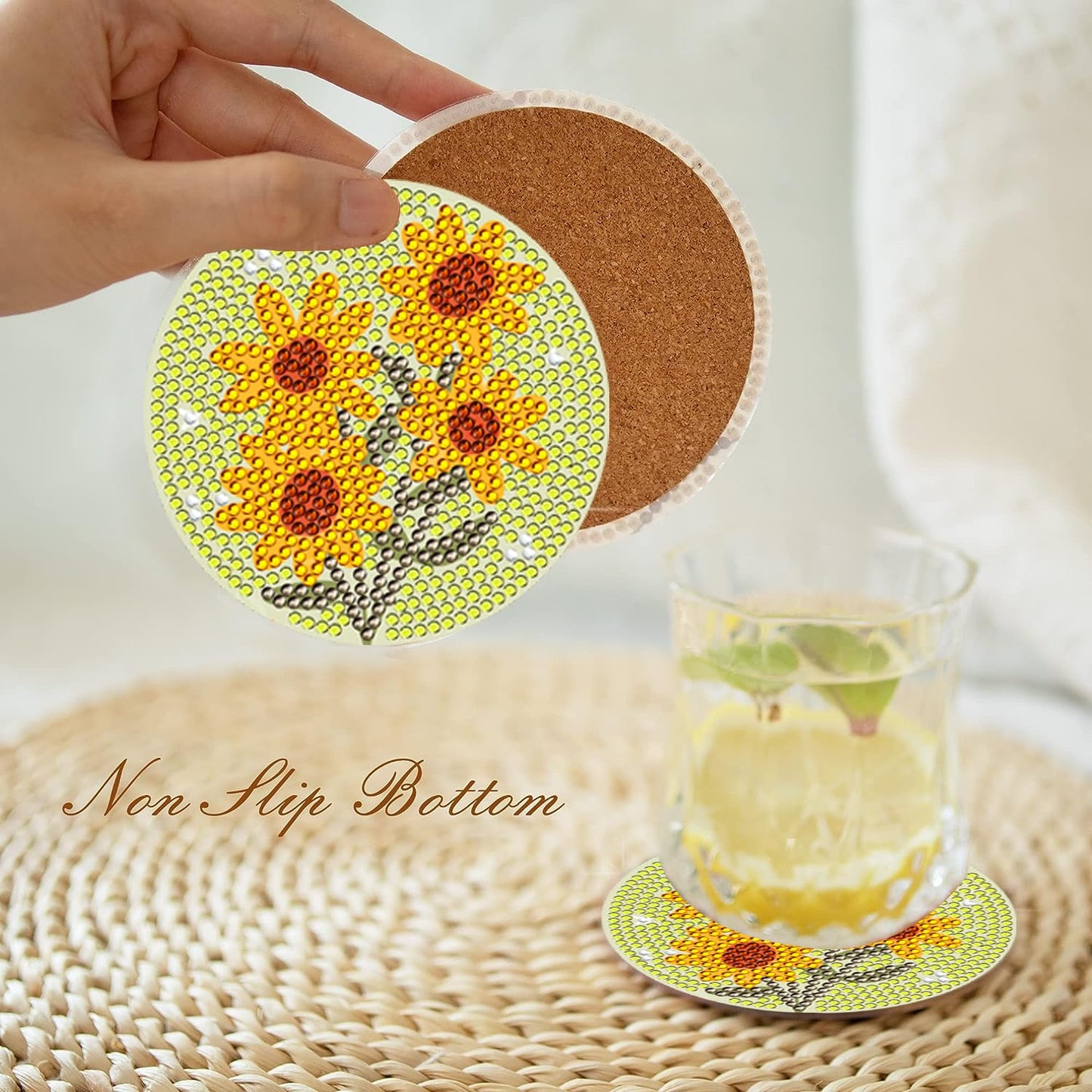 8 Pcs Diamond Painting Coasters Diamond Art Coasters Small Diamond Painting Coasters Kit for Beginners, Adults & Beginner Diamond Art Kits for Adults, for a Gift Craft Supplies diamond art coasters