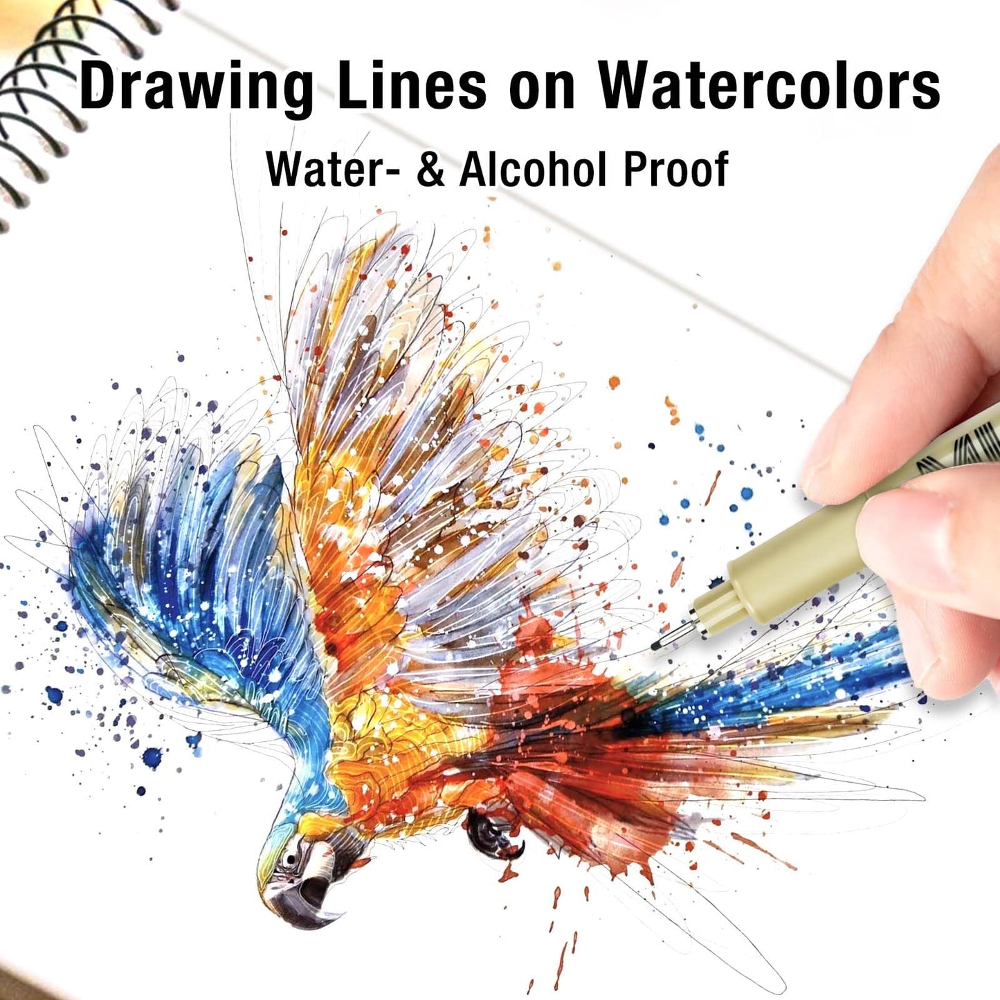 KERIFI 12 Colors 05 Micro Fineliner Drawing Art Pens, Waterproof Archival Ink Pens, 0.45mm Multiliner Fine Liner Pens for Illustration Technical Sketching Manga Scrapbooking Journaling Zentangle