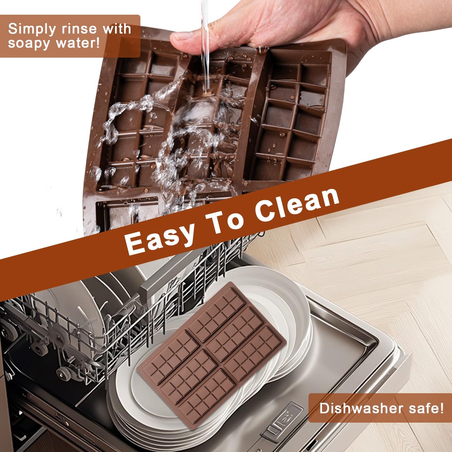 Husfunov Chocolate Bar Mold,Non-Stick Chocolate Molds, 100% Food Grade Silicone Deep Mold for Dubai Pistachio Rod, Candy, Snacks, Knafeh Pistachio Rod and More(10 Snap)