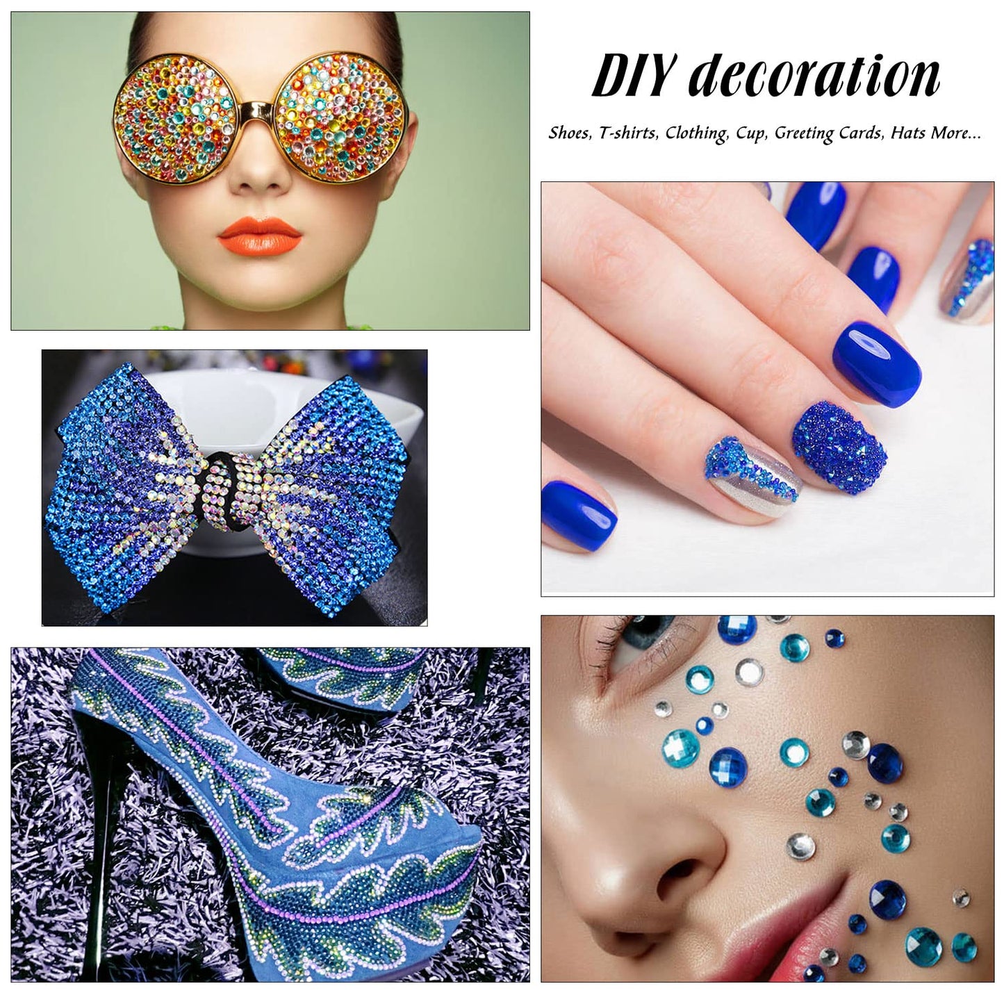 MEIBITE 6796PCS Aquamarine Hotfix Rhinestones Crystal Stones Glass for Fabric Clothes Shirts Sparkly Flat Back Round with Tweezers and Picking Pen (SS6~SS30 Set)