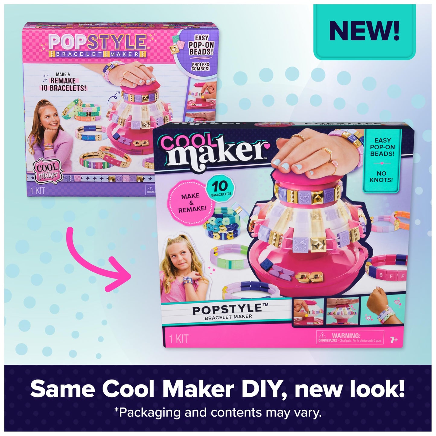 Cool Maker, PopStyle Bracelet Making Kit with 170 Beads, Make & Remake 10 (Packaging May Vary), Arts and Crafts Jewelry Kit, Kids Toys for Ages 7 and up