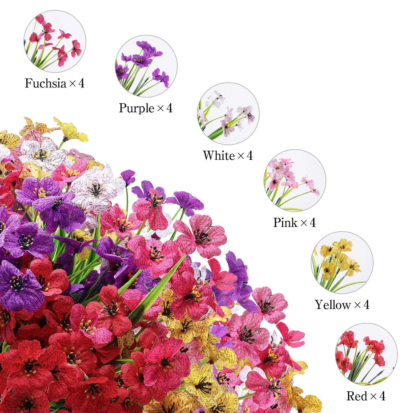 AGIRL 24 Bundles Artificial Flowers for Outdoor,No Fade Fake Plastic Flowers Faux Plants for Decoration Hanging Planters Indoor Outside Garden Porch Window Box Home Wedding Farmhouse