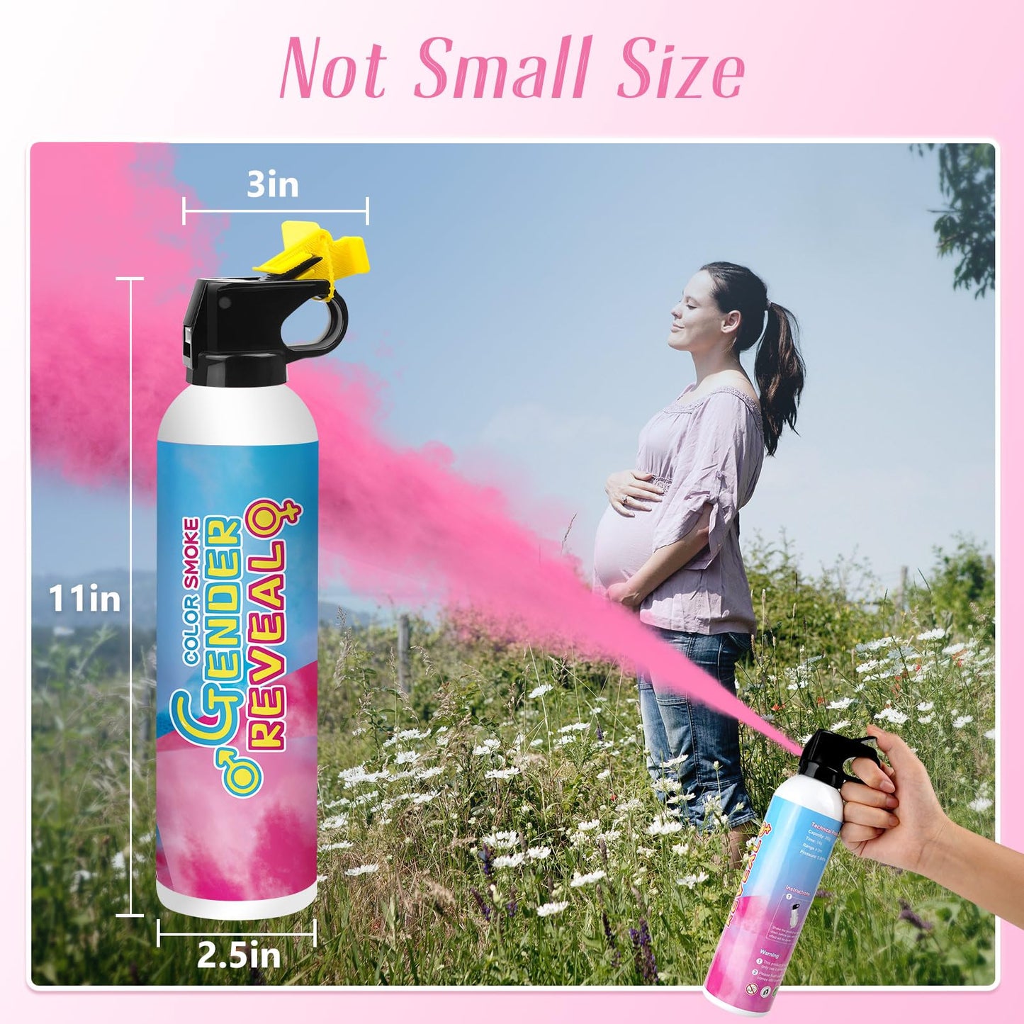 Merear Gender Reveal Fire Extinguisher 2 Packs, Gender Reveal Ideas, Baby Girl Reveal Party Ideas 100% Biodegragable for Gender Reveal Decorations (Pink)