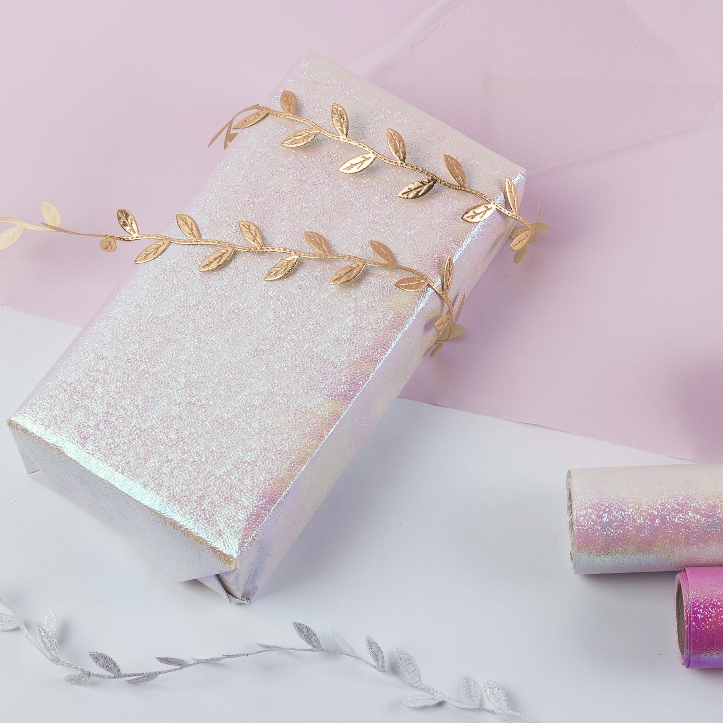 Wrapping Paper Roll - Pink/White/Purple Rainbow Color for Birthday, Wedding, Mother's Day, Valentine's Day, Holiday, Baby Shower Wrap - 3 Rolls - 30 inch X 120 inch Per Roll
