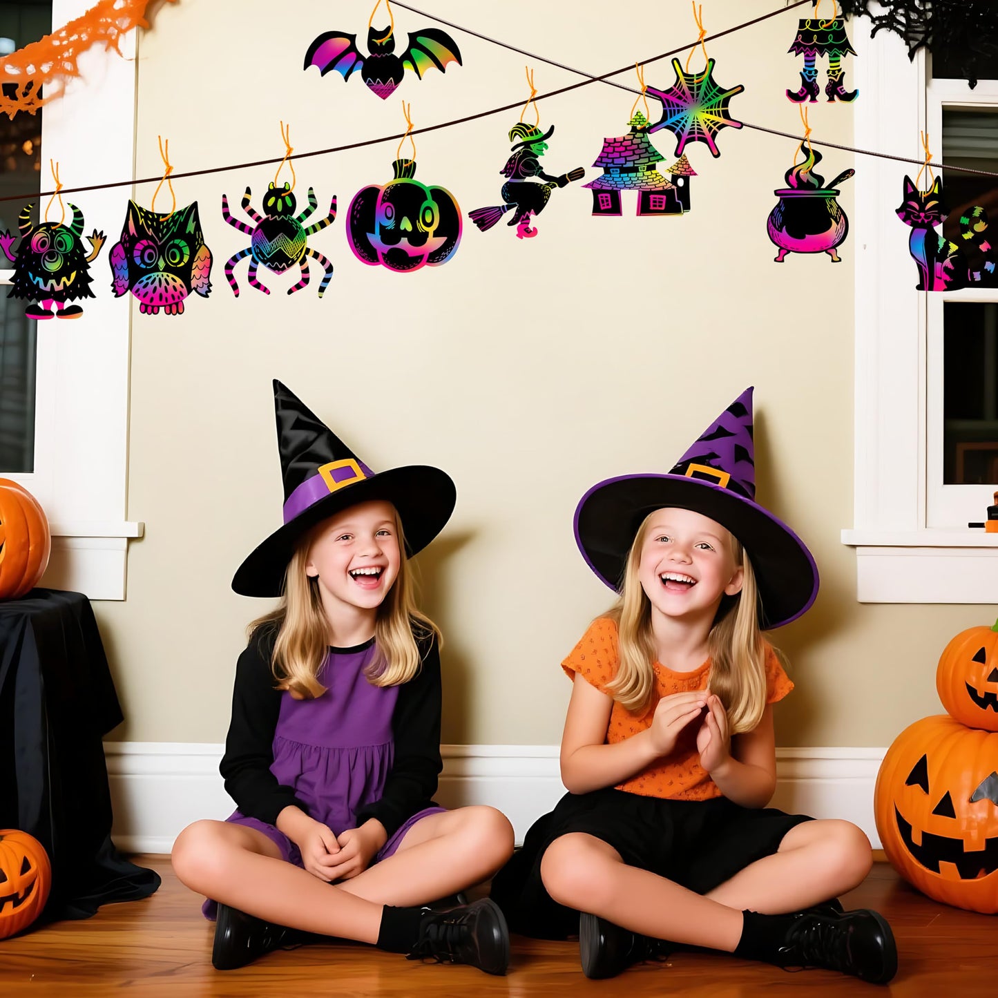 36 Pcs Halloween Rainbow Scratch Paper Art Crafts for Kid, Halloween Party Favors, Scratch Off Cards with 18 Designs for Party Supplies, Classroom Activities Game Goodies Gifts (Age 3+)