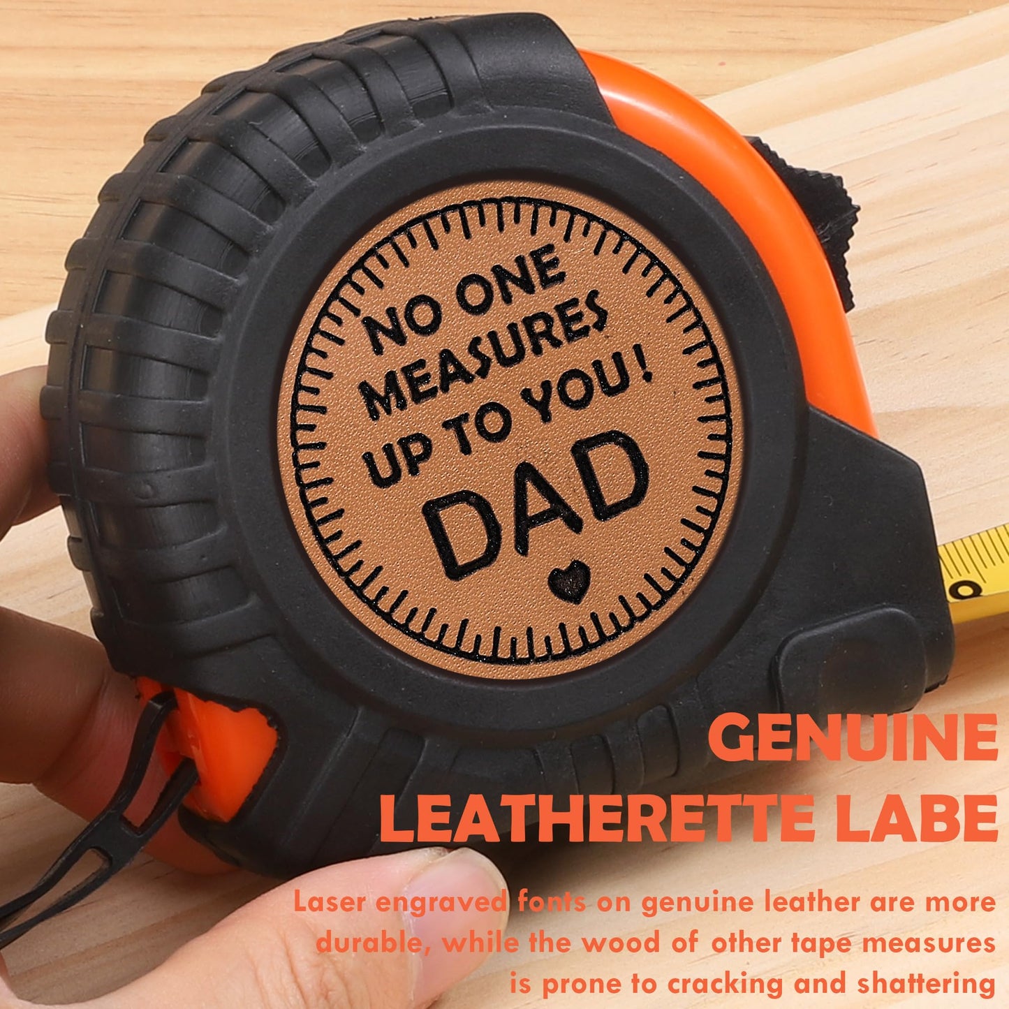 Fathers Day Dad Gifts from Daughter Son Wife, Dad Birthday Gifts, First Fathers Day for New Dad Daddy Useful Stuff, Best Dad Ever Gift, Father in Law Genuine Leather Engraved 25 FT Tape Measure Tools