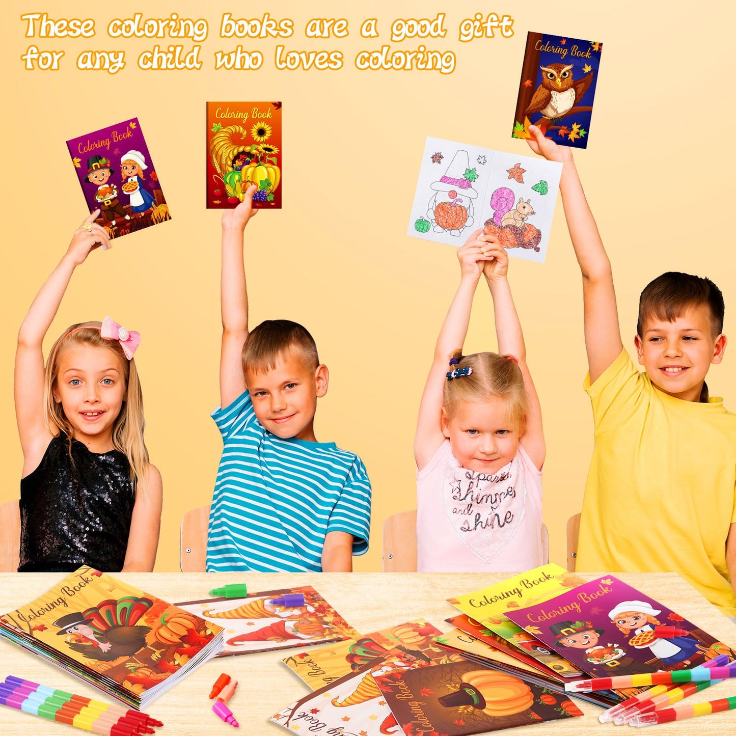 24 Fall Mini Coloring Books Kids with 24 Stacking Crayons Thanksgiving Theme Party Favors Activity Books Bulk for Kids Autumn Harvest Birthday Goodie Bag Gift Stuffer Classroom Reward