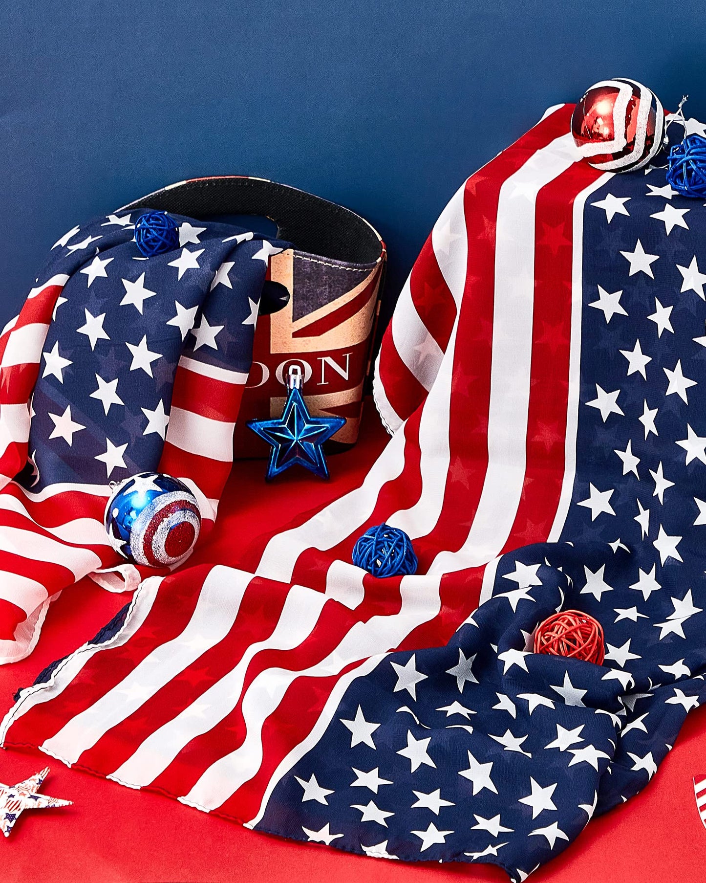 Tarpop 2pcs/6pcs Patriotic Scarf 4th of July Red White Blue Scarf 250th Scarves Flag Shawl for Women Independence Day(Classic)