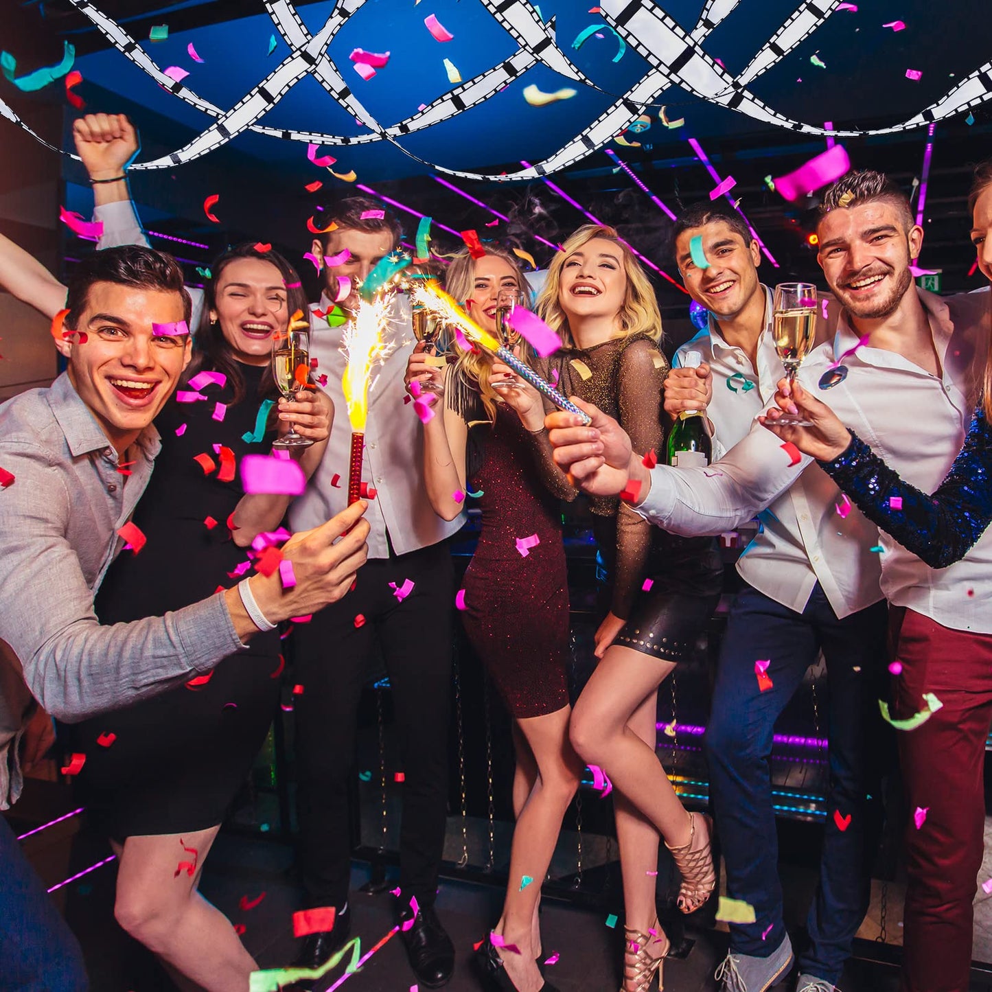 Chivao 2.5 Inch 20 Yards Filmstrip Ribbon Movie Film Reel Ribbon Filmstrip Decorating Material Party Accessory for Movie Party Table Decor Home DIY Wrapping Wreaths Crafts(1 Roll)