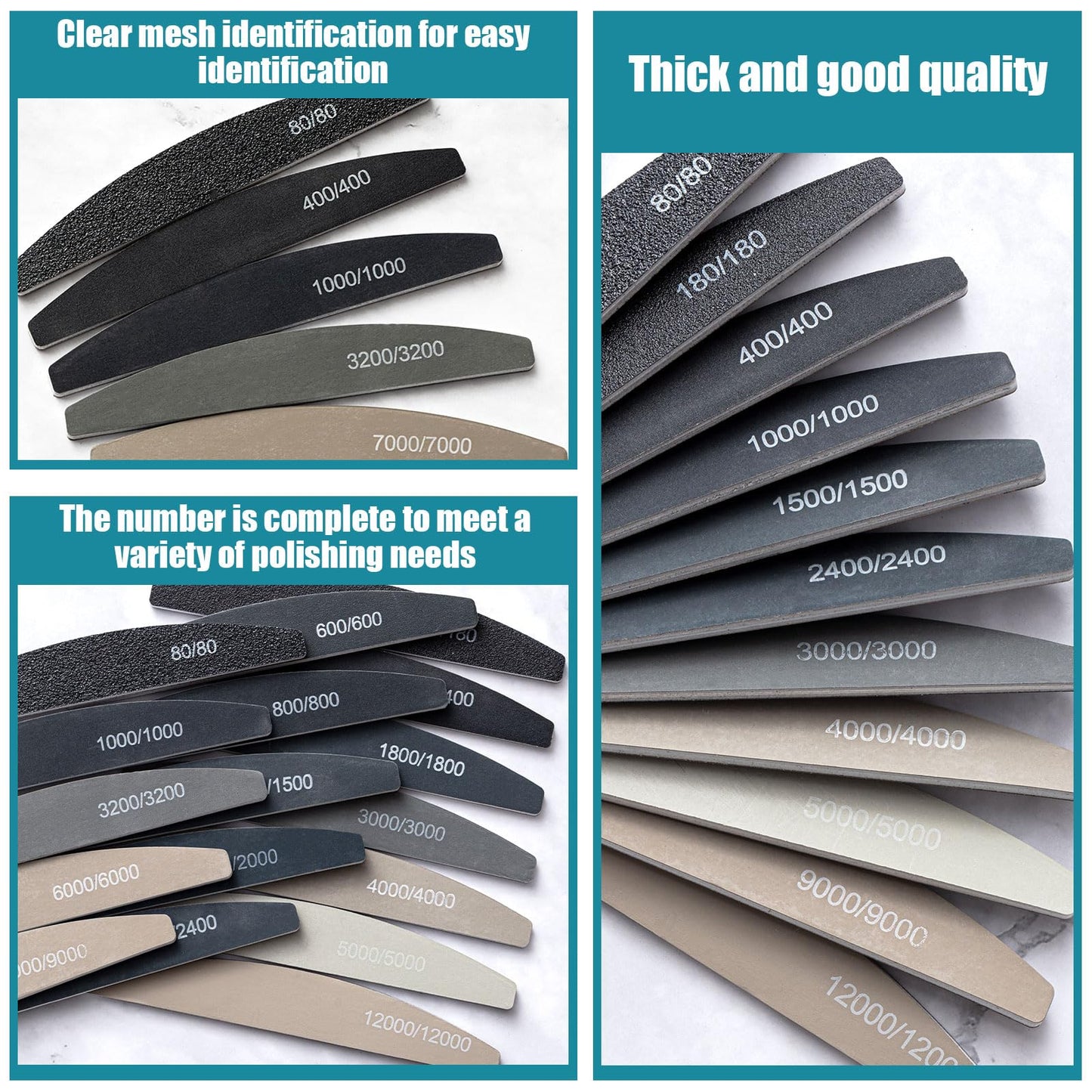 Honoson 20 Pcs Sanding Sticks for Plastic Models Polishing Sticks Assorted Metal and Wood Sanding Tools Accessory for Model Craft Amateur Beginner(Low Grits and High Grits,Moon Style)