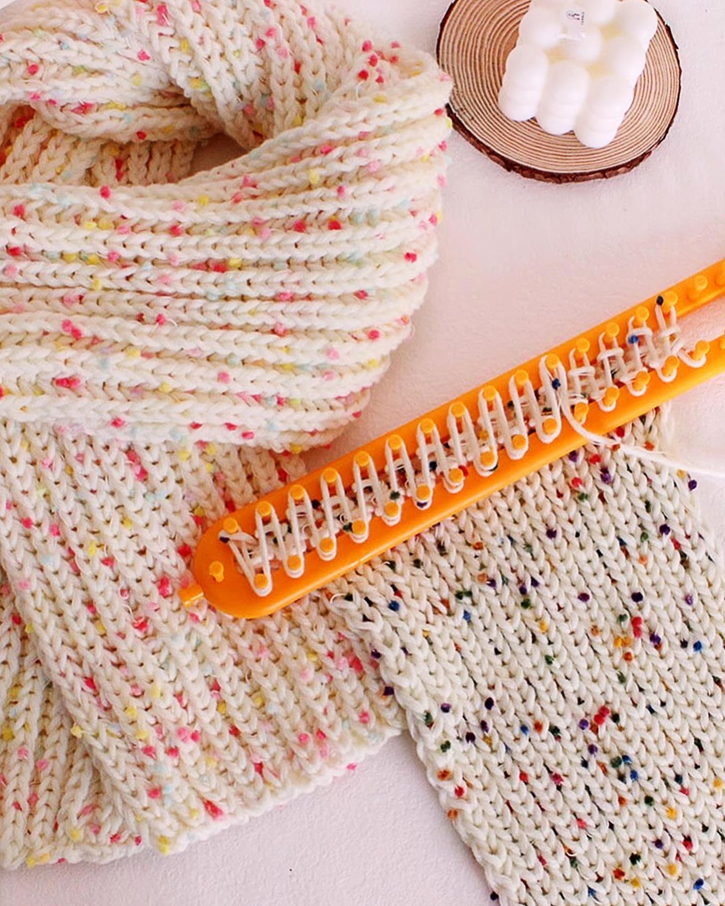 UCDRMA Knitting Loom Kit 35PC Scarf Loom Knitting Kit for Beginners, Quick Loom Knitting for Beginners Adult/Kids Contain Instructions, Pom Pom Maker and Yarn for Crochet Blanket Kit