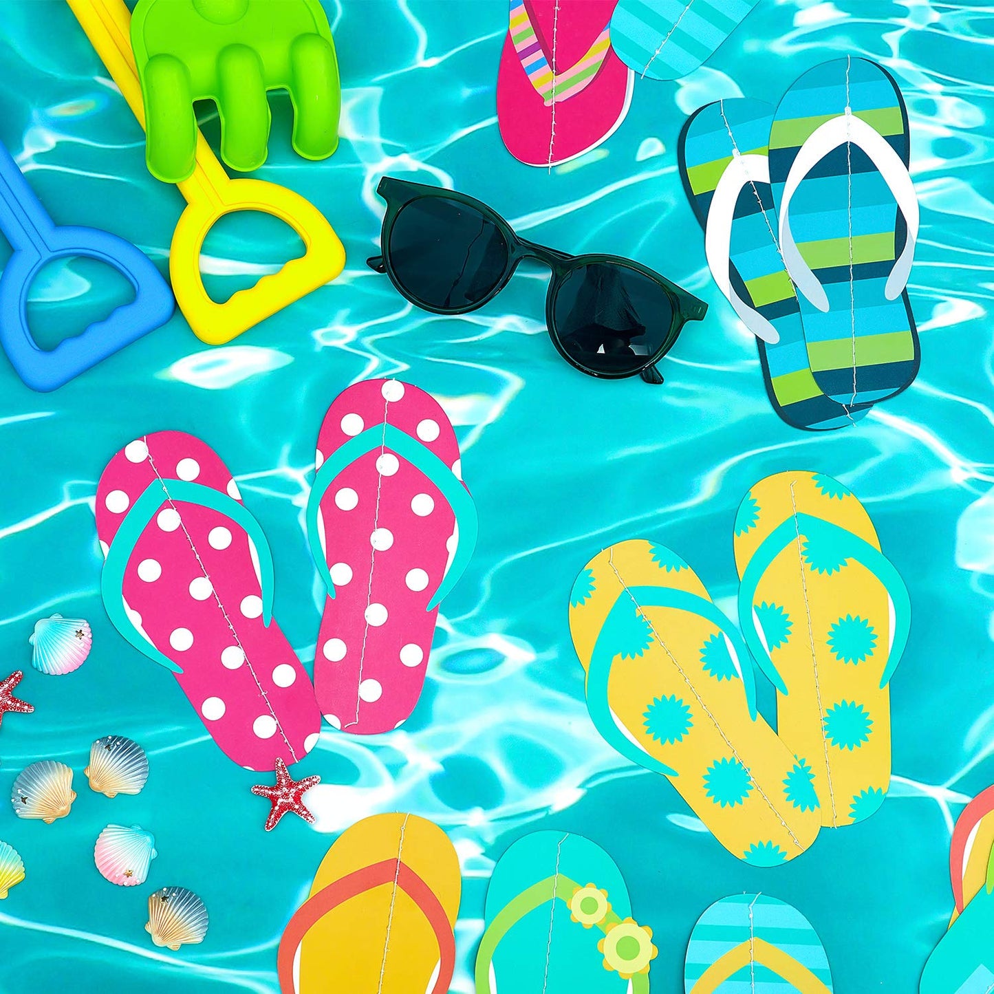 52 Feet Flip Flop Party String Summer Party Garland Flip Flop Hanging Banner Beach Party Garland for Summer Party Beach Party Slipper Theme Party Baby Shower Birthday Party
