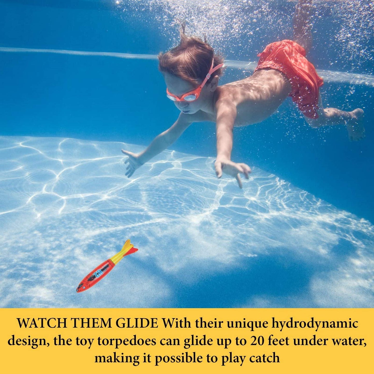 Haktoys Pool Diving Toy Set – Sinking Torpedoes for Kids & Adults | Fast-Sinking Pool Torpedo Rockets for Swim Training, Underwater Games & Water Play (Set of 8 Pieces)