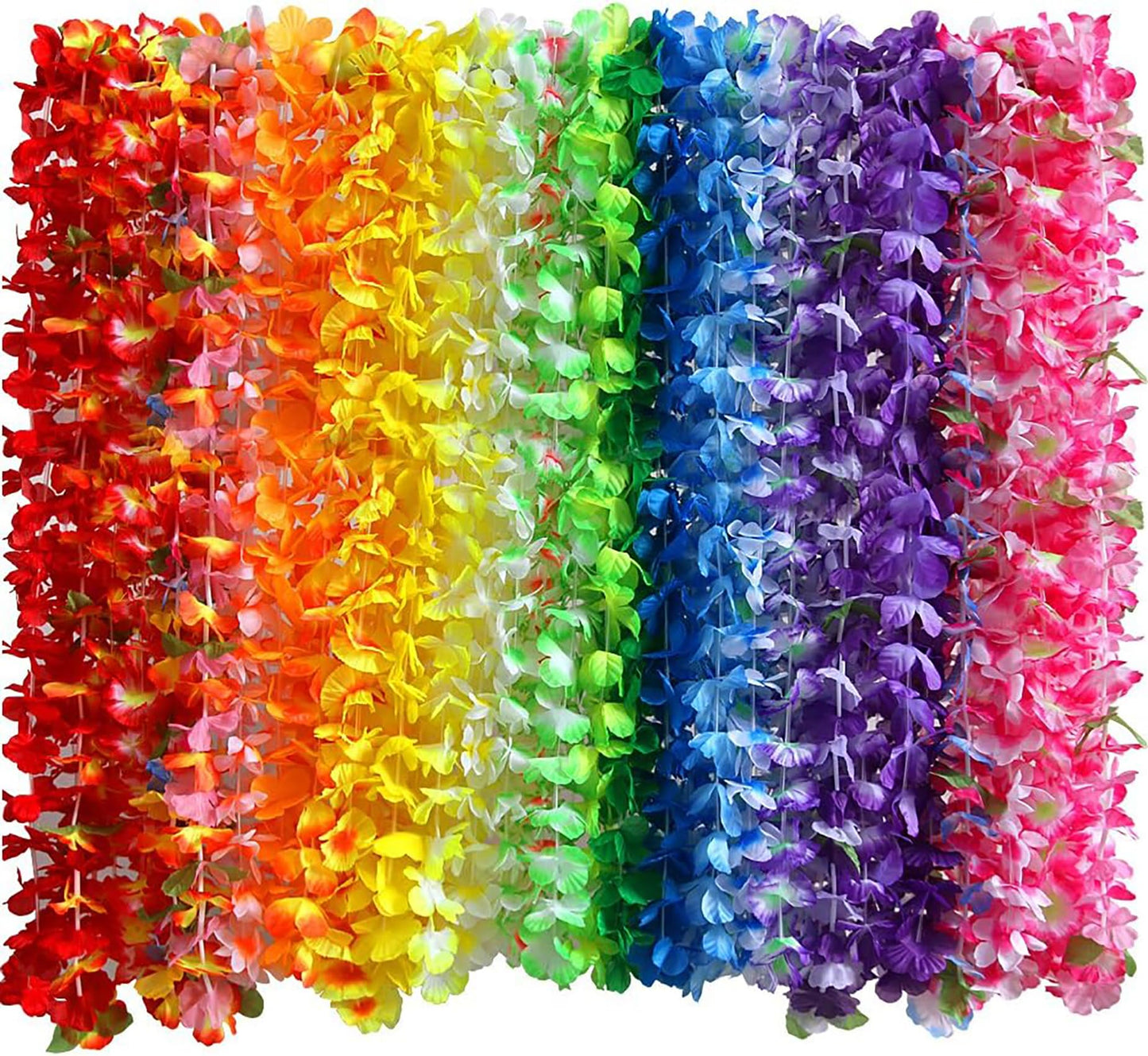Myamy Hawaiian Leis for Luau Party Decorations: Hawaii Lays Tropical Silk Flower Necklace Bulk Beach Birthday Themed Party Favors Decor 36 Counts