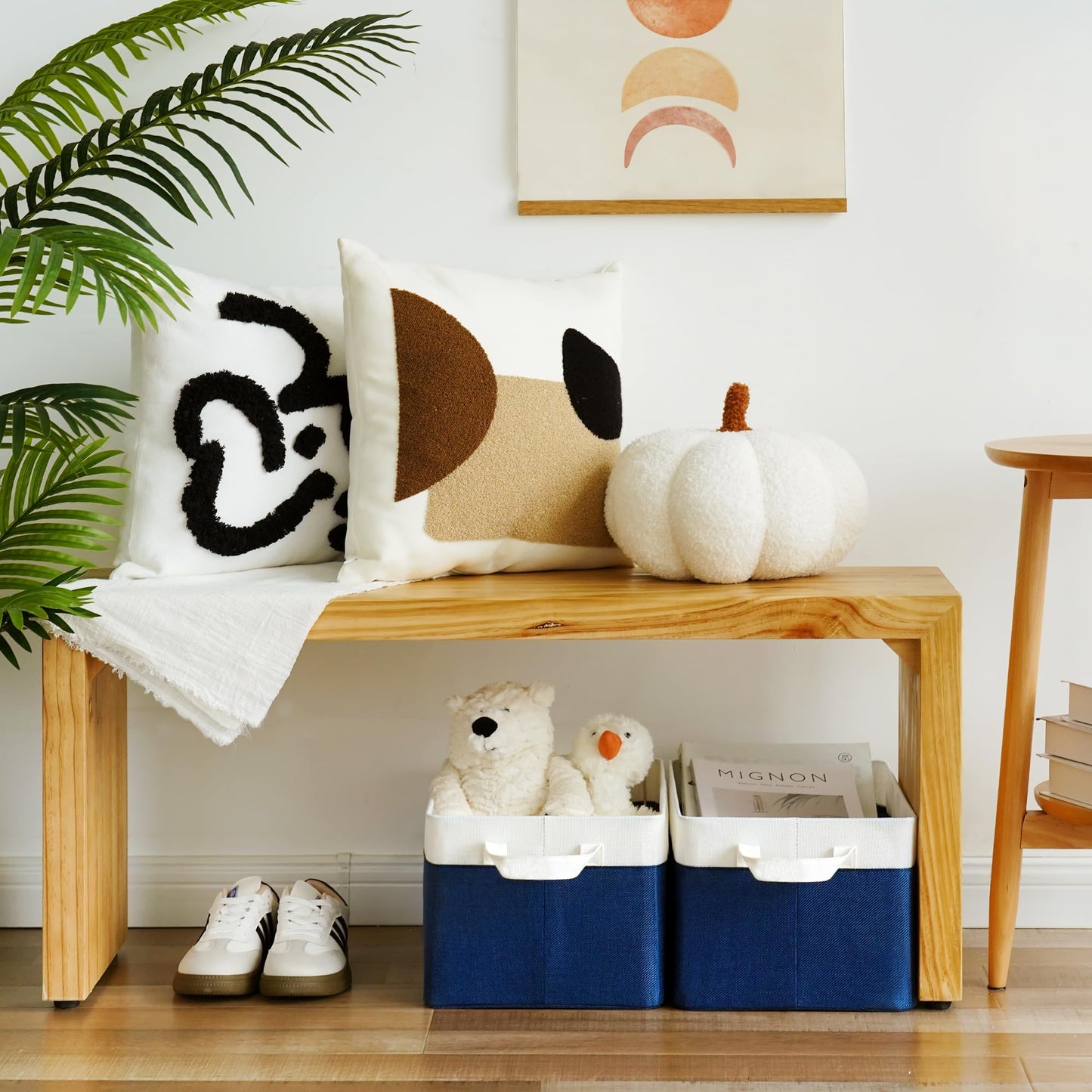 GRANNY SAYS Closet Storage Bins with Handles, Fabric Containers for Organizing, Toys Organizer for Nursery, Storage Baskets for Clothes, Folding Storage Box, Large, Blue&White, 2-Pack