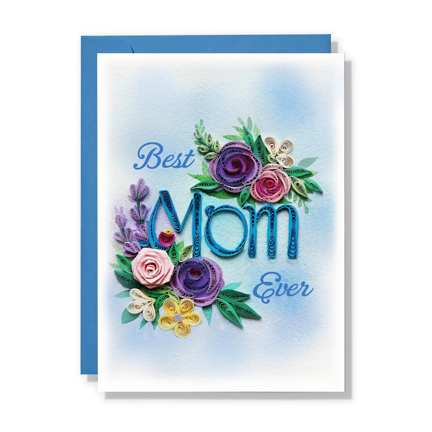 QUILLCRAFT Mother's Day Card, Best Mom Ever Quilled Quilling Card, Birthday, Thank You, Mothers Day, 3D Artful Greeting Card with Envelope, for Mother Daughter Sister Grandma (Mom)