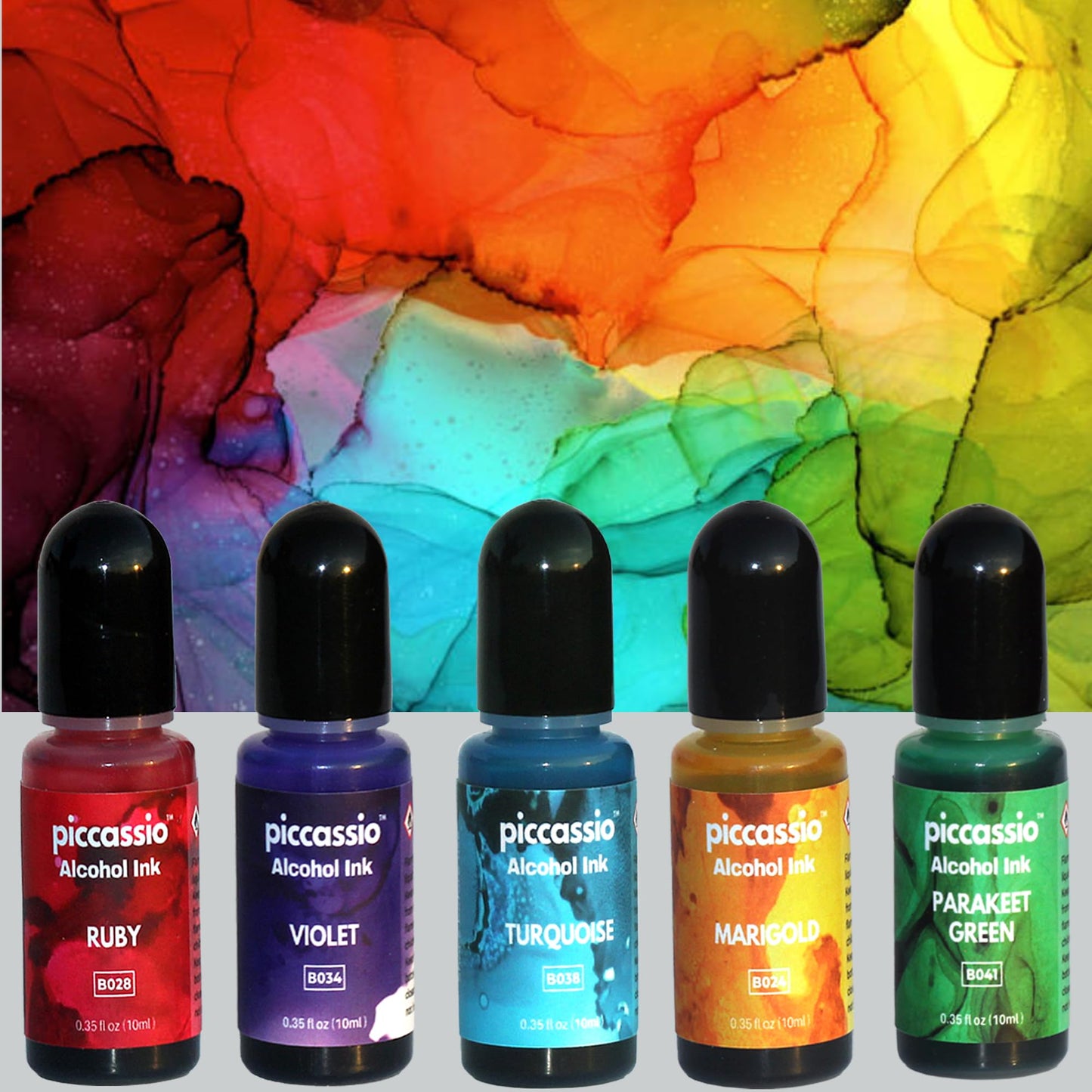 Alcohol Ink Set – New Improved Formula – 24 Highly Saturated, Fast-Drying, Permanent Inks for Epoxy Resin, Tumblers, Fluid Art Painting, Glass, Metal, and More